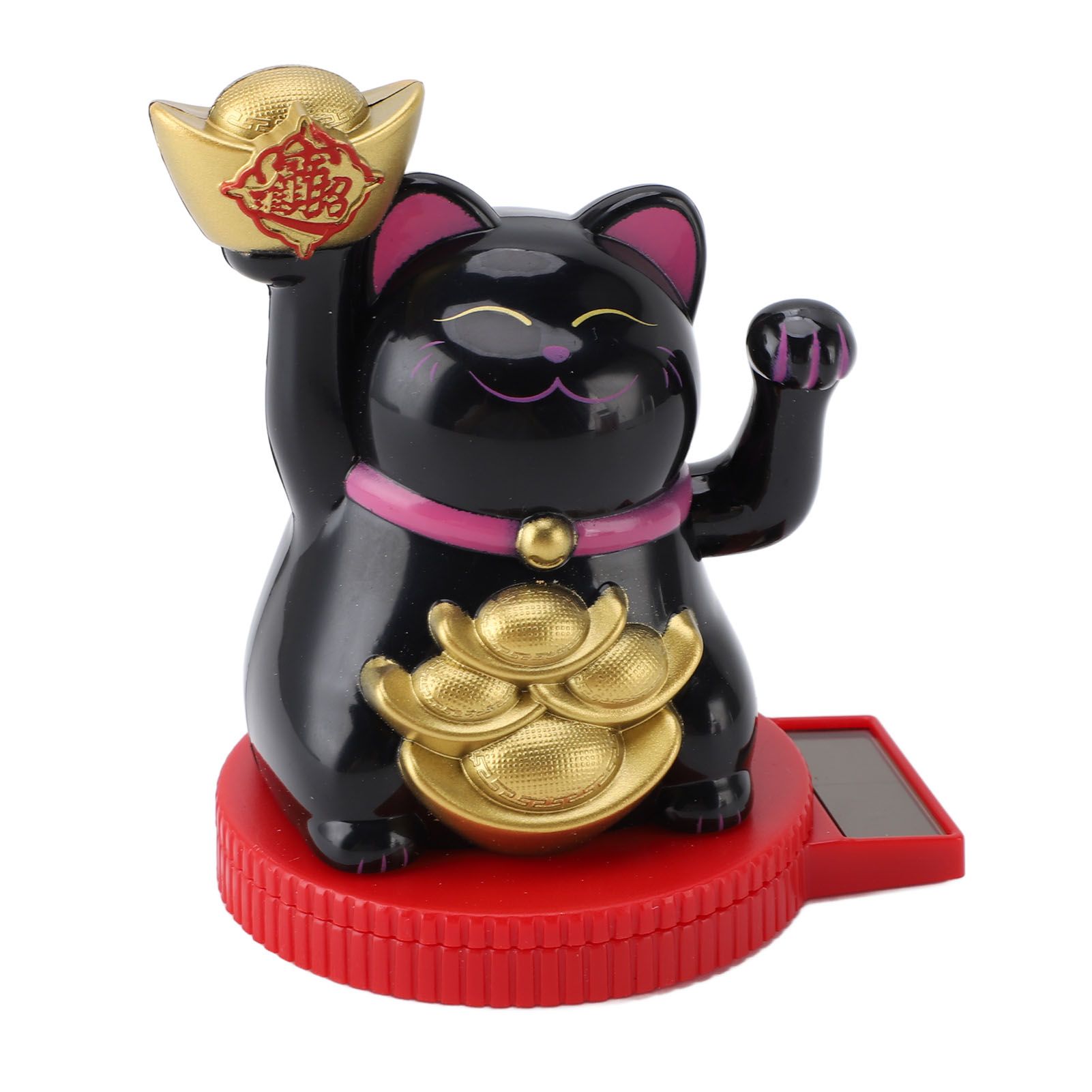 Solar Powered Lucky Cat Rotating Base Fortune Cat Statue for Car Dashboard view 8