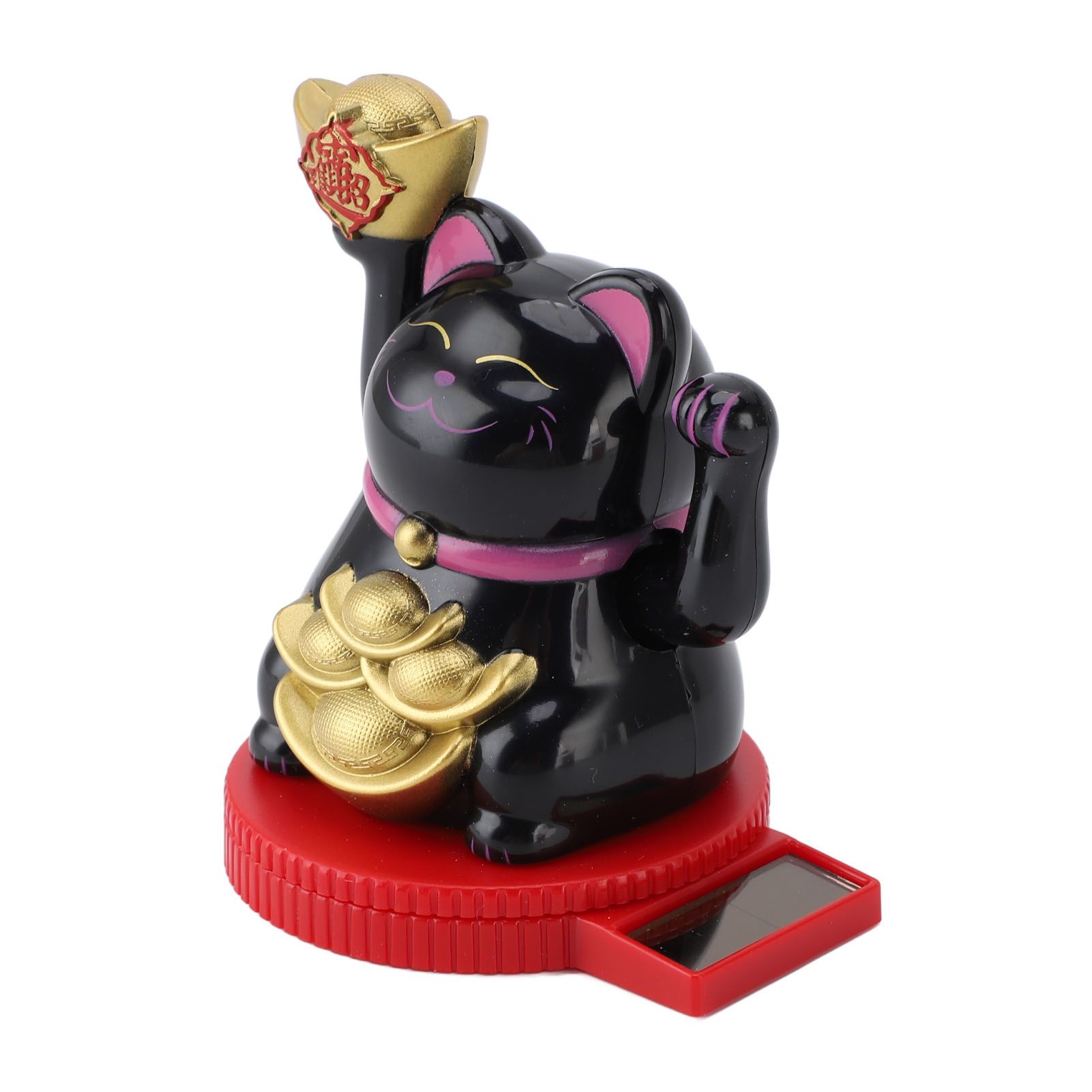 Solar Powered Lucky Cat Rotating Base Fortune Cat Statue for Car Dashboard view 9
