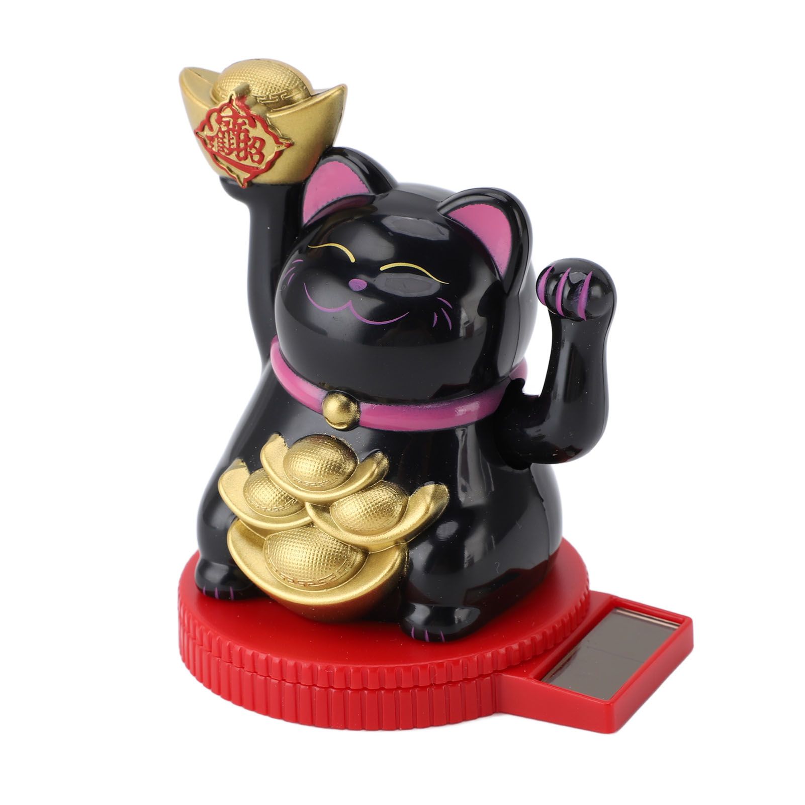 Solar Powered Lucky Cat Rotating Base Fortune Cat Statue for Car Dashboard view 10