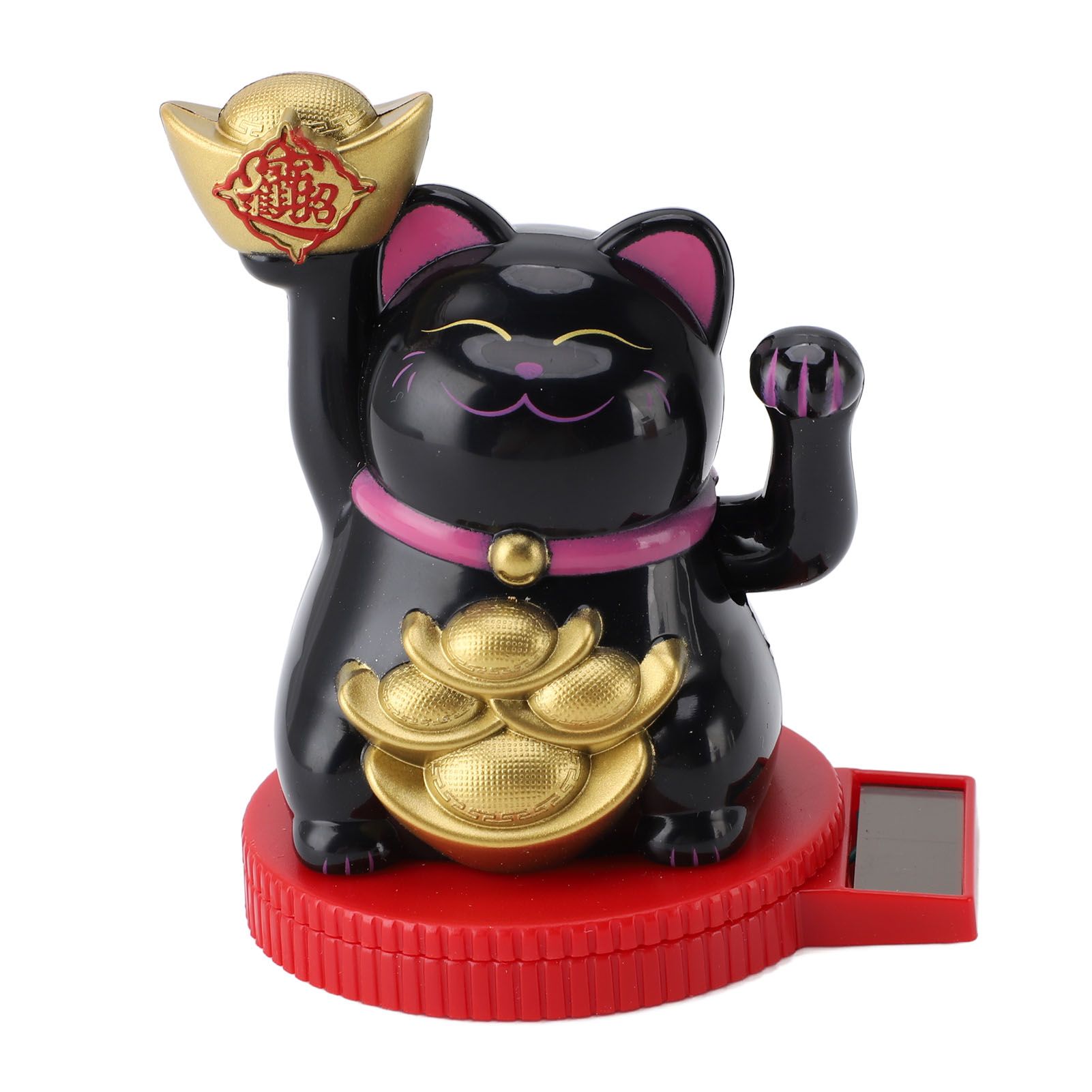 Solar Powered Lucky Cat Rotating Base Fortune Cat Statue for Car Dashboard view 11