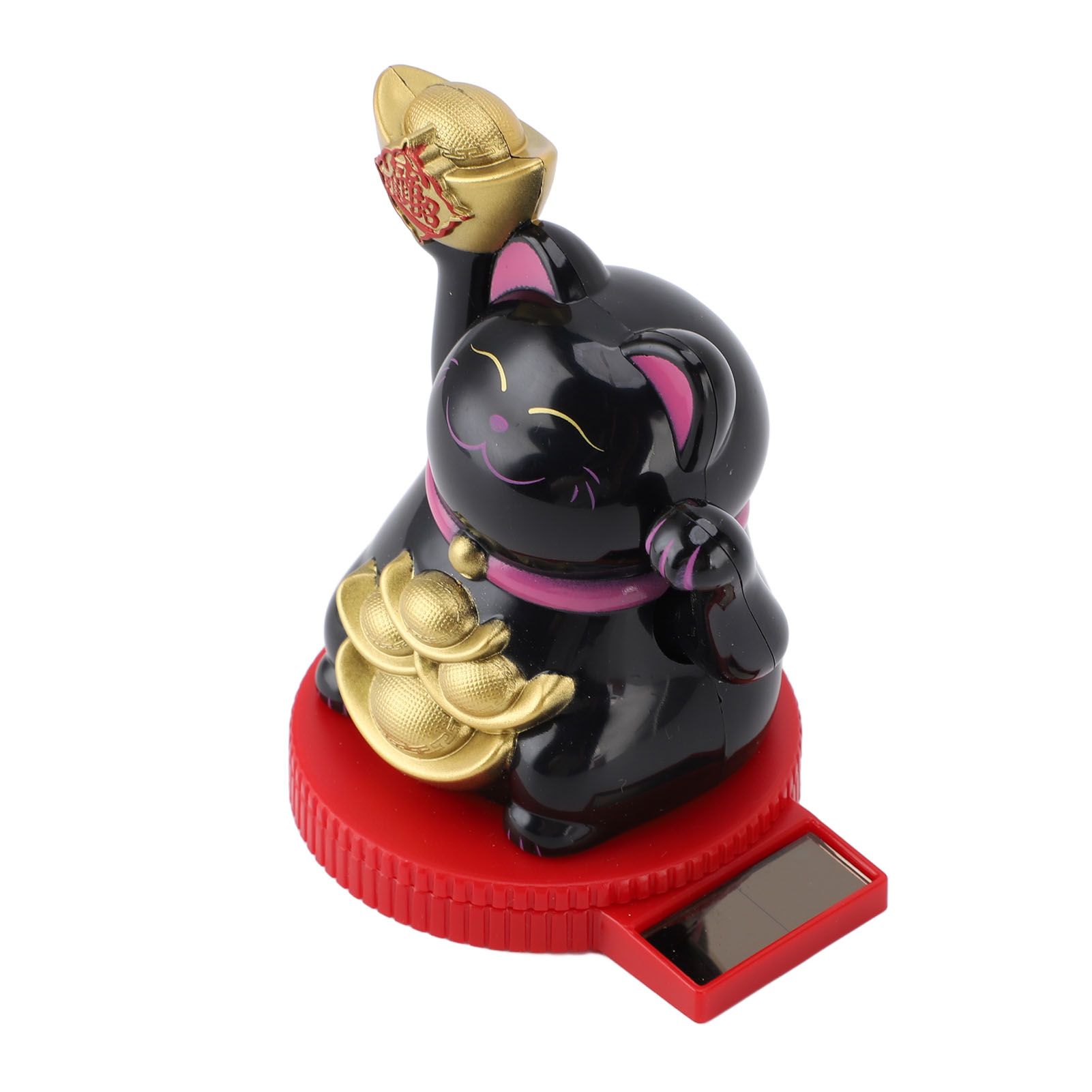 Solar Powered Lucky Cat Rotating Base Fortune Cat Statue for Car Dashboard view 12
