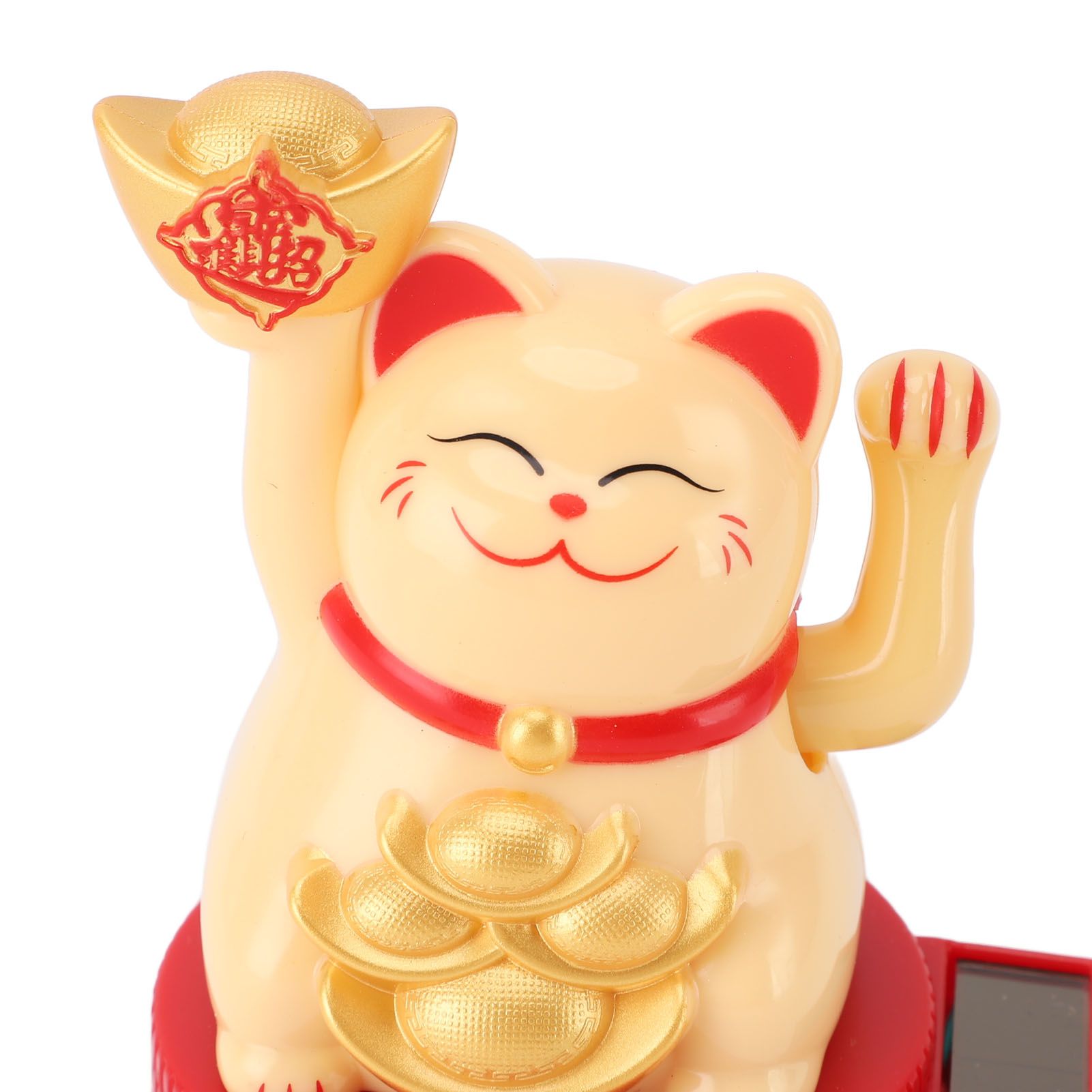 Solar Powered Lucky Cat Rotating Base Fortune Cat Statue for Car Dashboard view 2