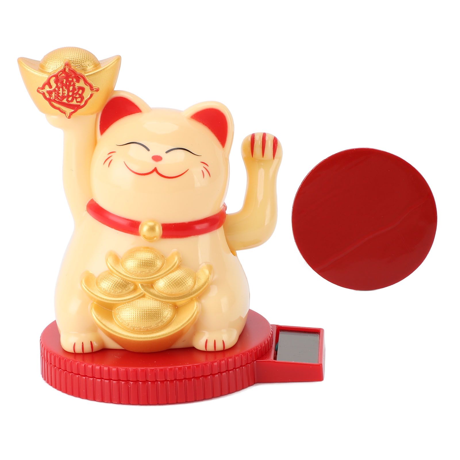 Solar Powered Lucky Cat Rotating Base Fortune Cat Statue for Car Dashboard view 3