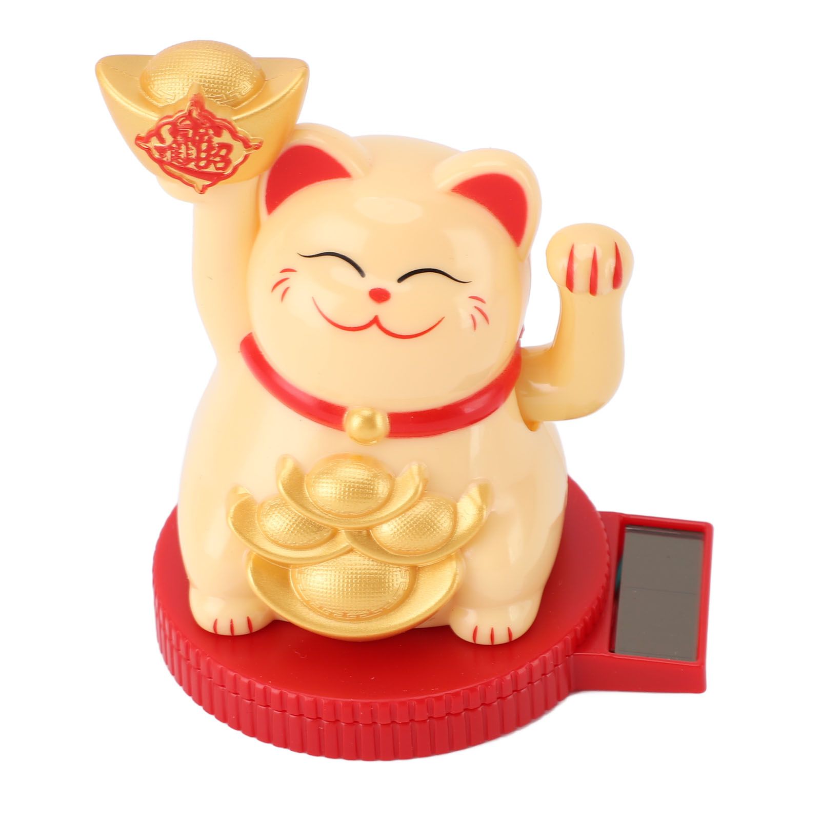 Solar Powered Lucky Cat Rotating Base Fortune Cat Statue for Car Dashboard view 4