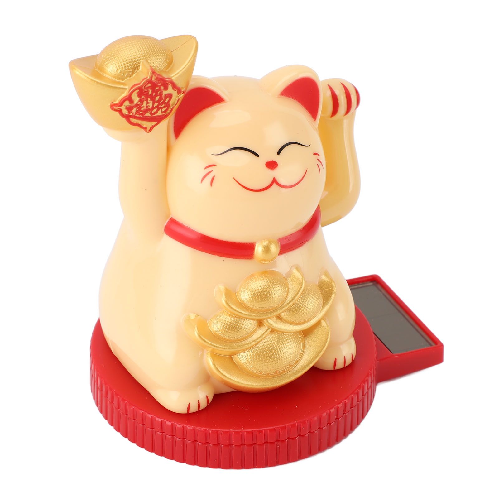 Solar Powered Lucky Cat Rotating Base Fortune Cat Statue for Car Dashboard view 6