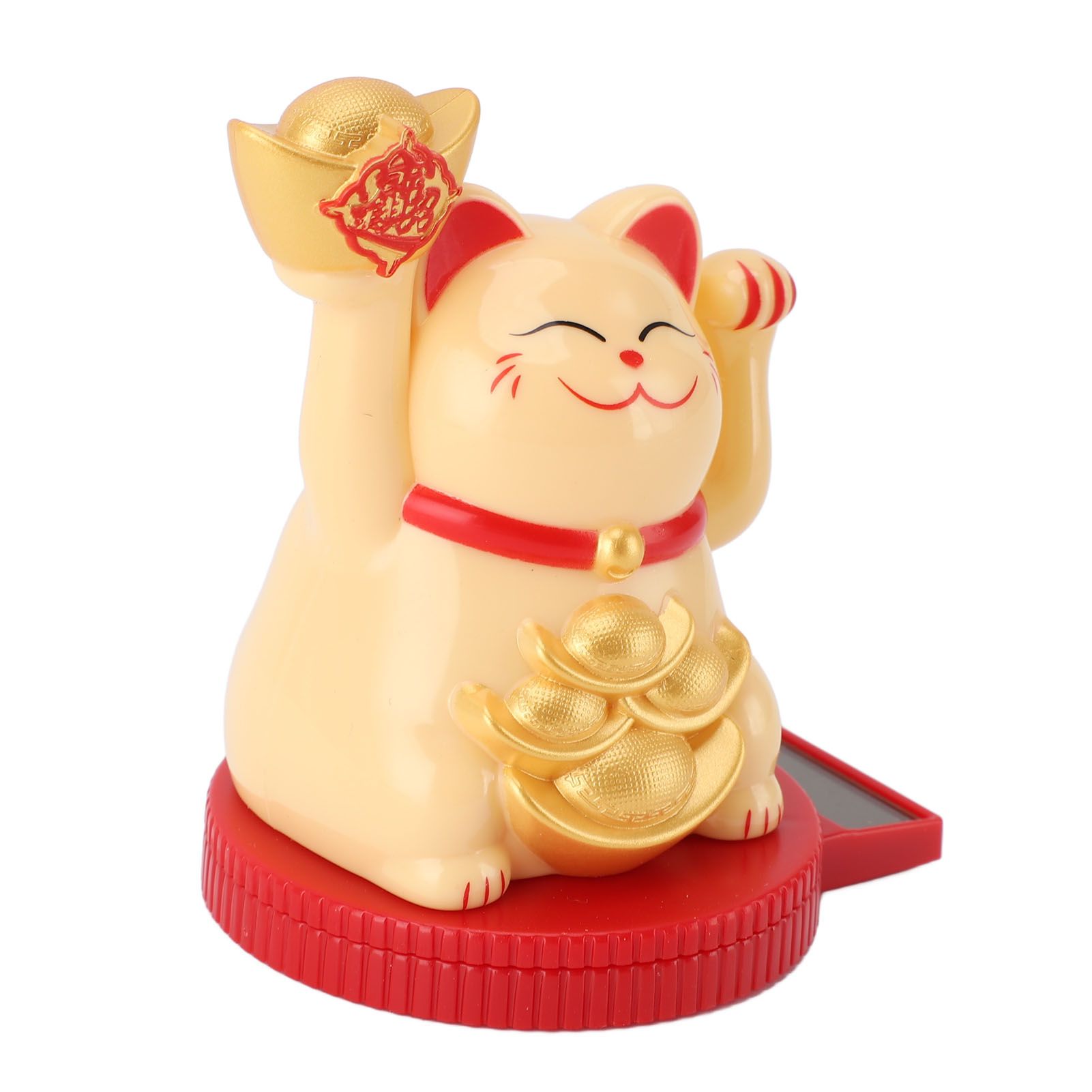 Solar Powered Lucky Cat Rotating Base Fortune Cat Statue for Car Dashboard view 7
