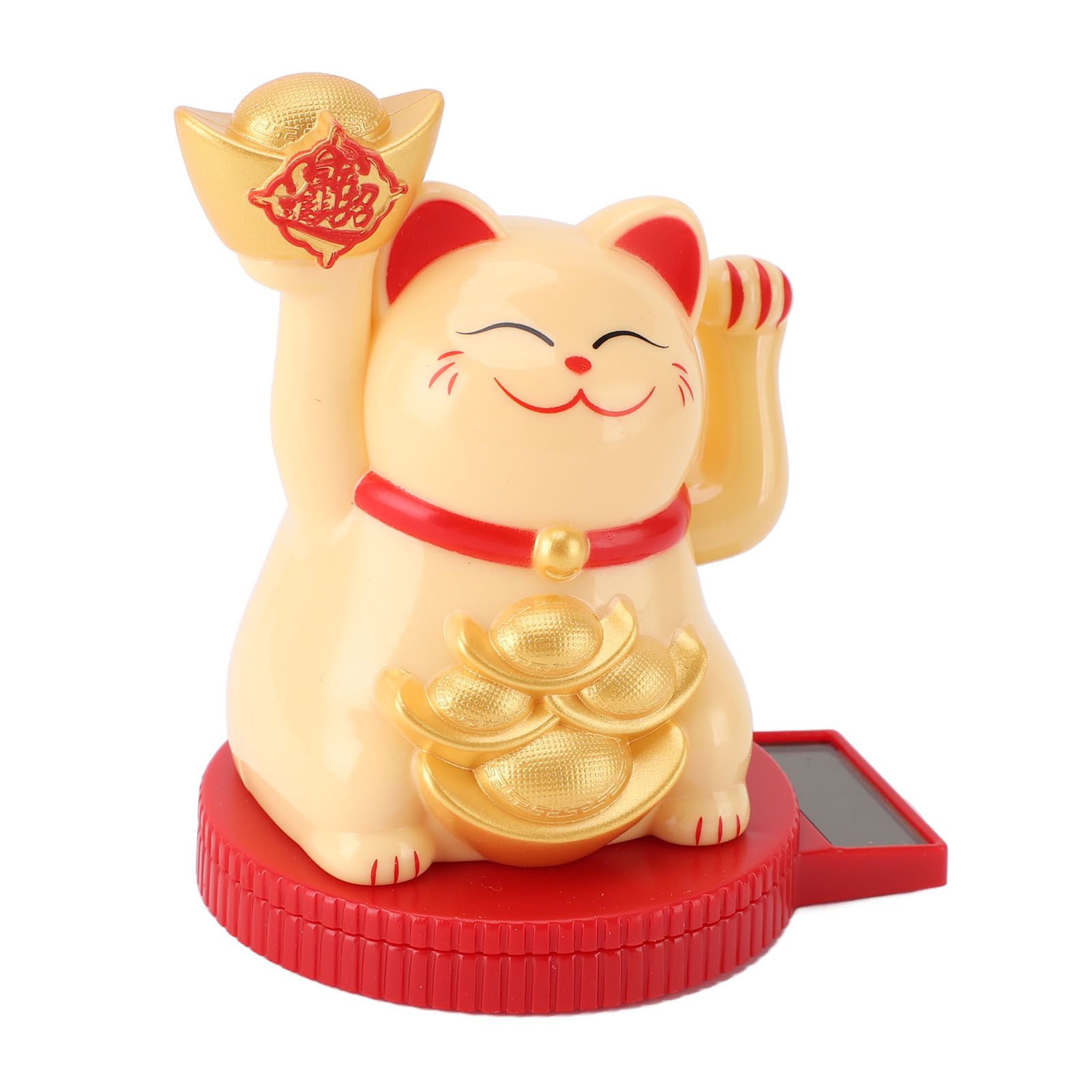 Solar Powered Lucky Cat Rotating Base Fortune Cat Statue for Car Dashboard view 8
