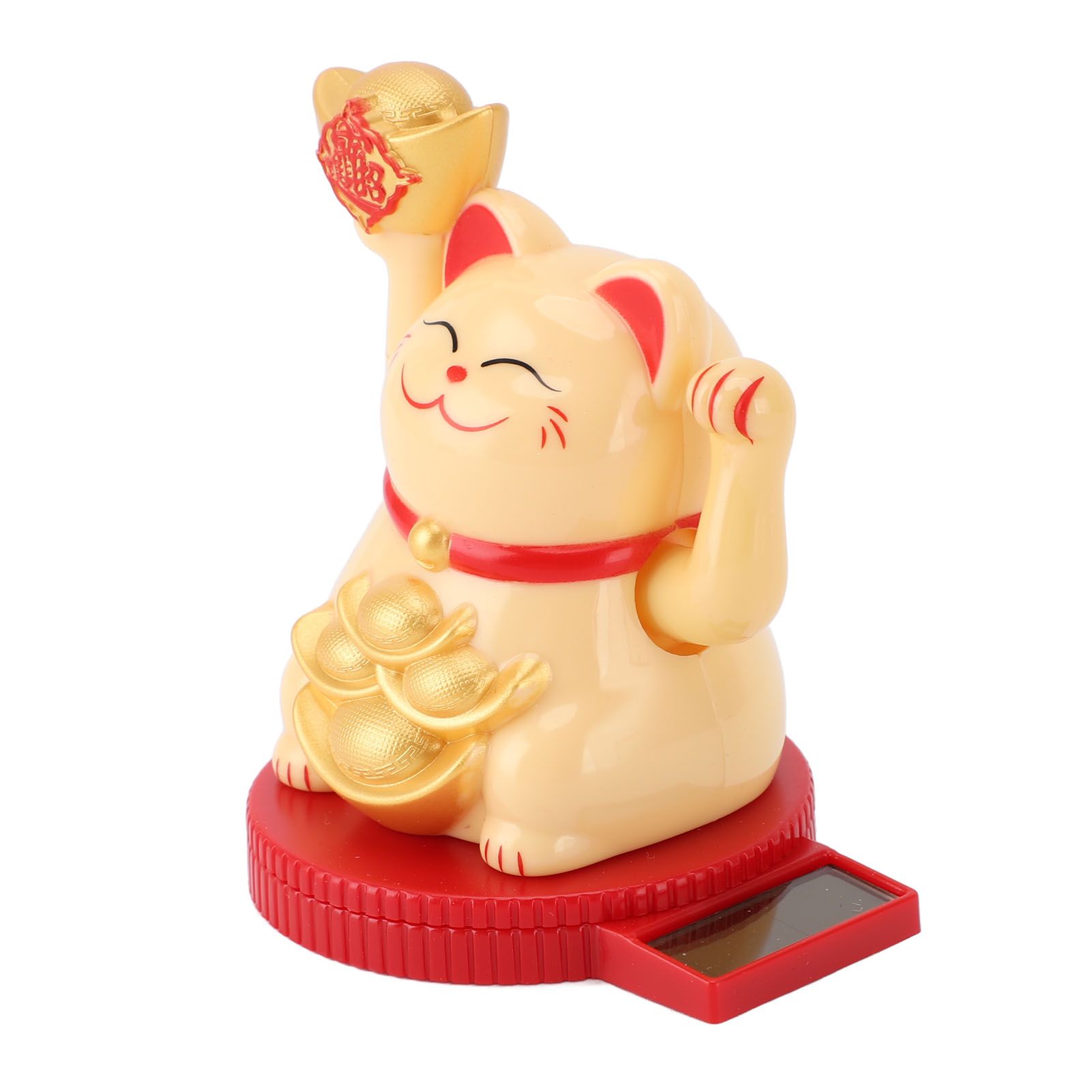 Solar Powered Lucky Cat Rotating Base Fortune Cat Statue for Car Dashboard view 9
