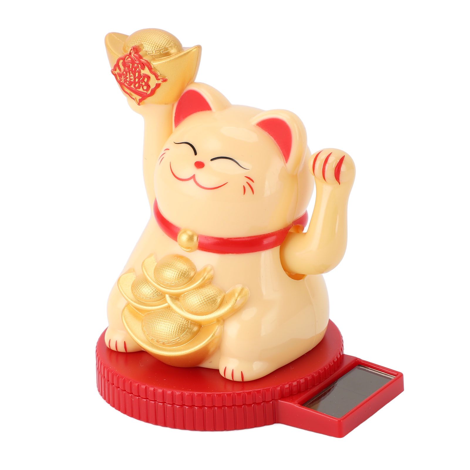 Solar Powered Lucky Cat Rotating Base Fortune Cat Statue for Car Dashboard view 10