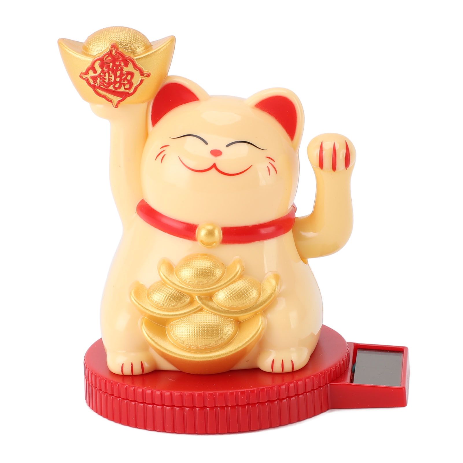 Solar Powered Lucky Cat Rotating Base Fortune Cat Statue for Car Dashboard view 11