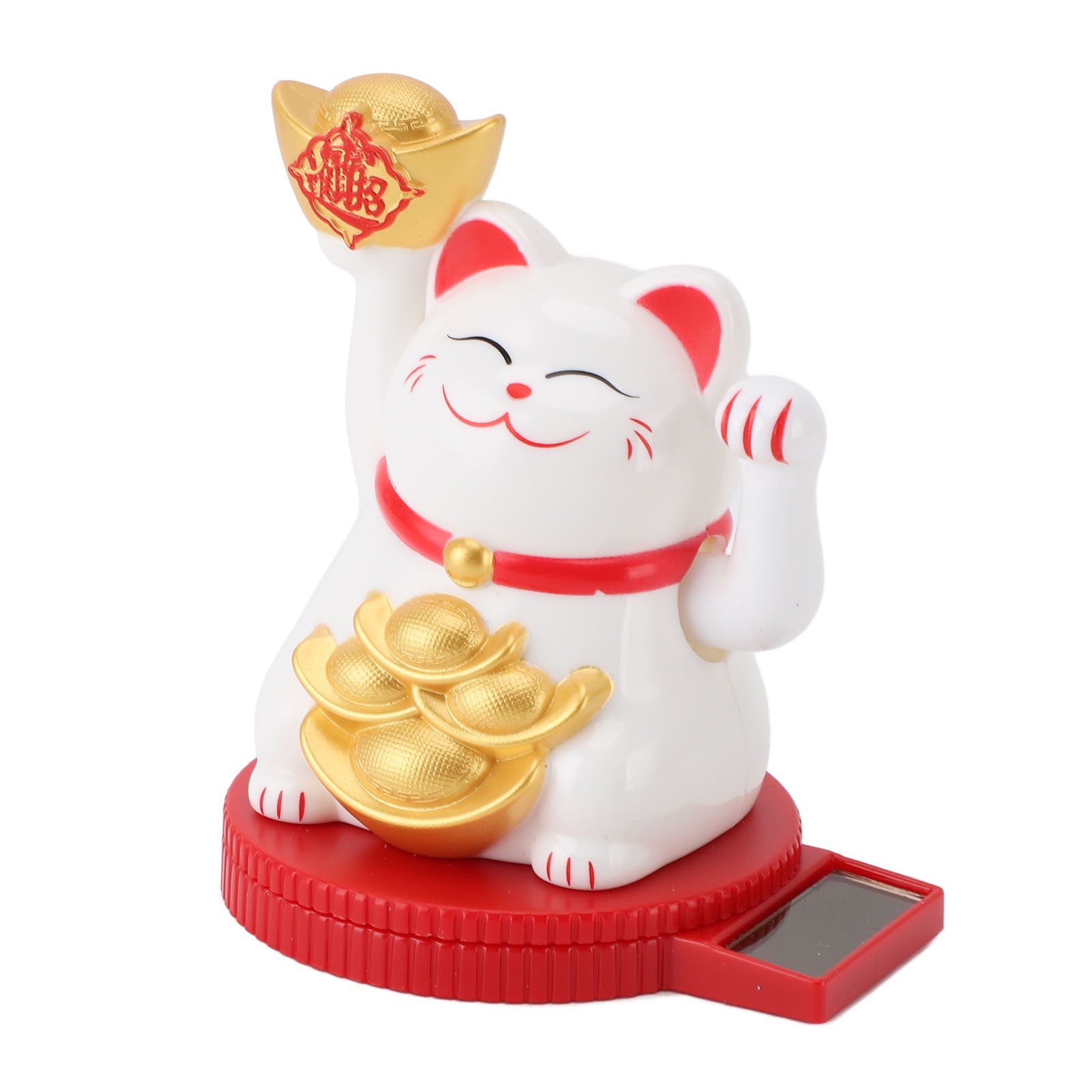 Solar Powered Lucky Cat Rotating Base Fortune Cat Statue for Car Dashboard — image 1