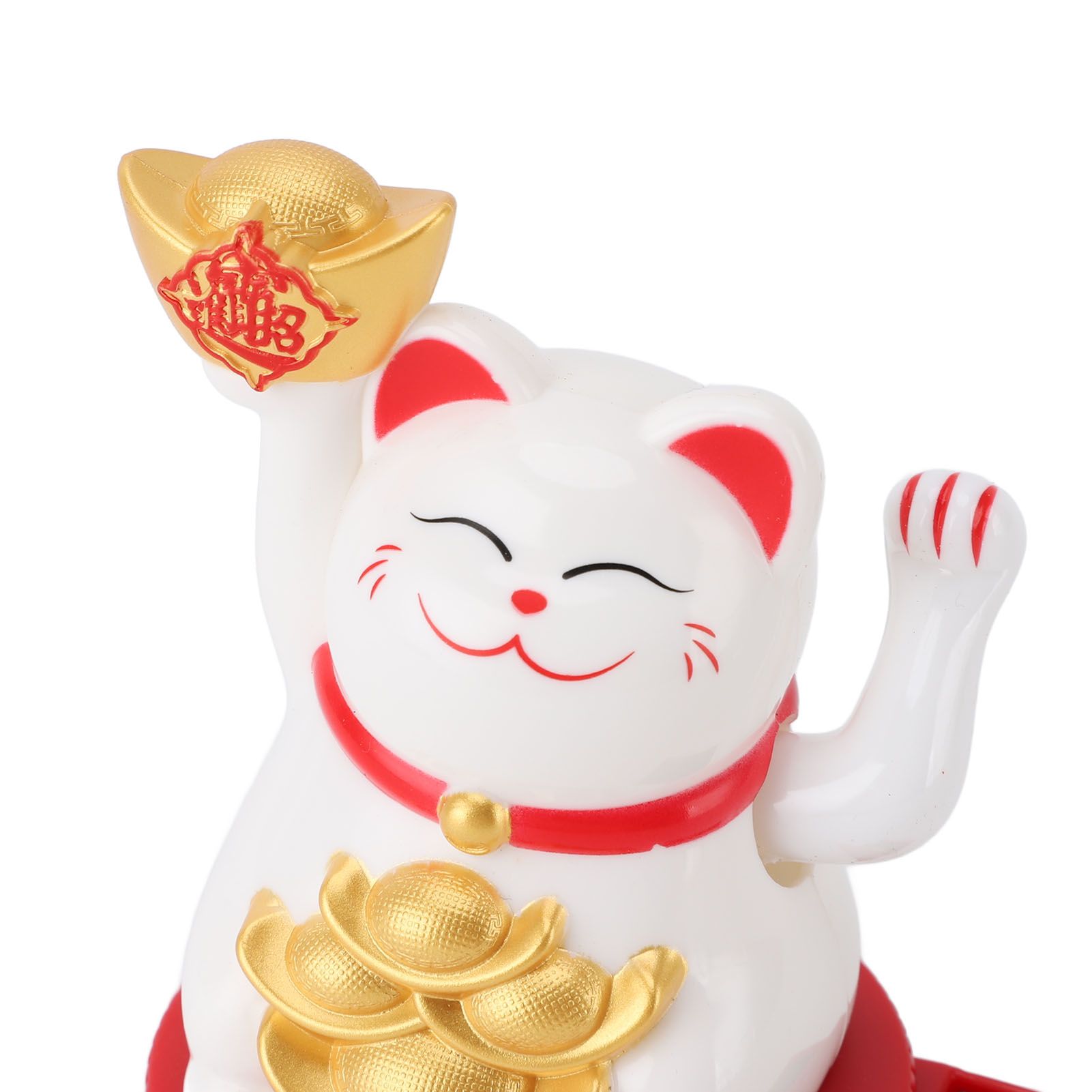 Solar Powered Lucky Cat Rotating Base Fortune Cat Statue for Car Dashboard view 2