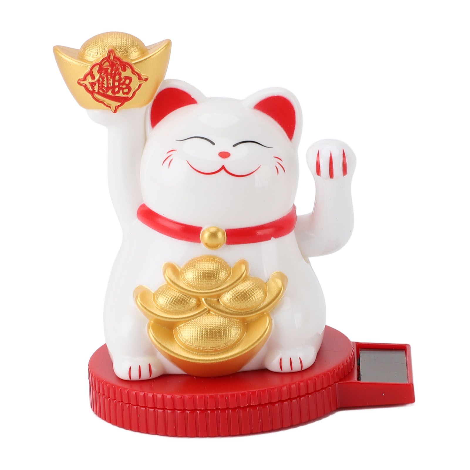 Solar Powered Lucky Cat Rotating Base Fortune Cat Statue for Car Dashboard view 4