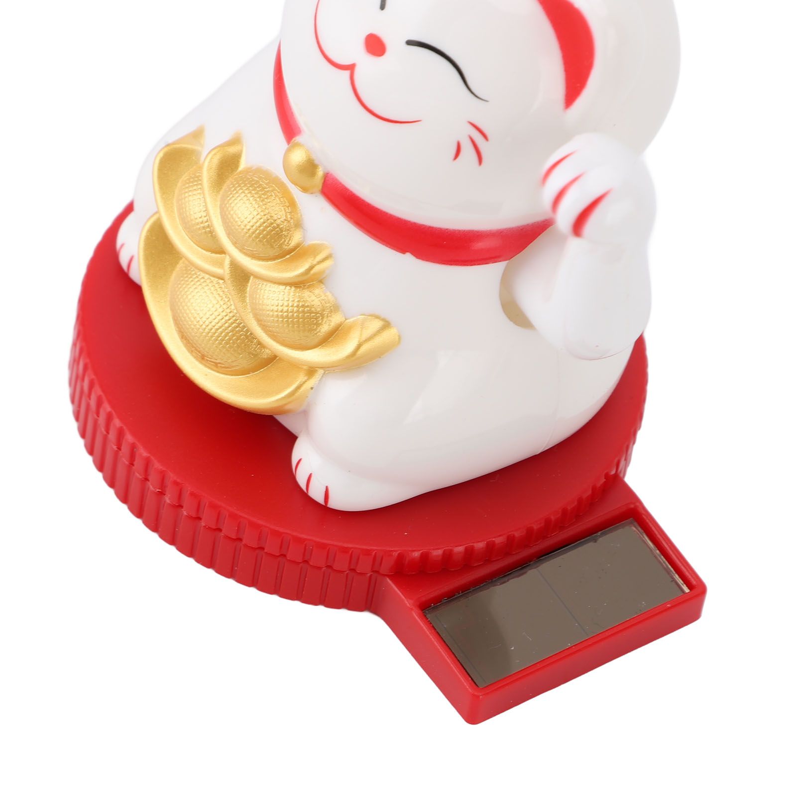 Solar Powered Lucky Cat Rotating Base Fortune Cat Statue for Car Dashboard view 5