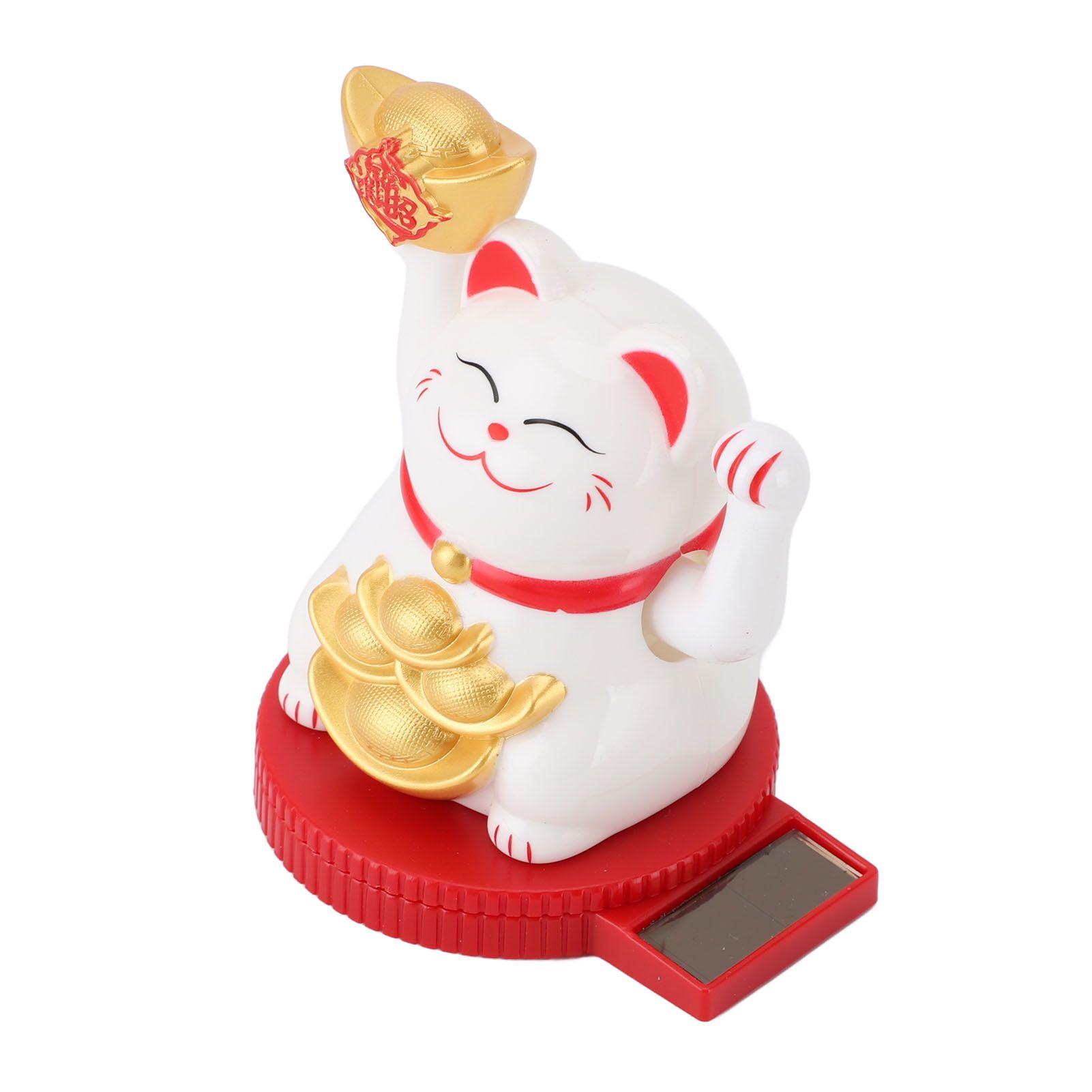Solar Powered Lucky Cat Rotating Base Fortune Cat Statue for Car Dashboard view 6