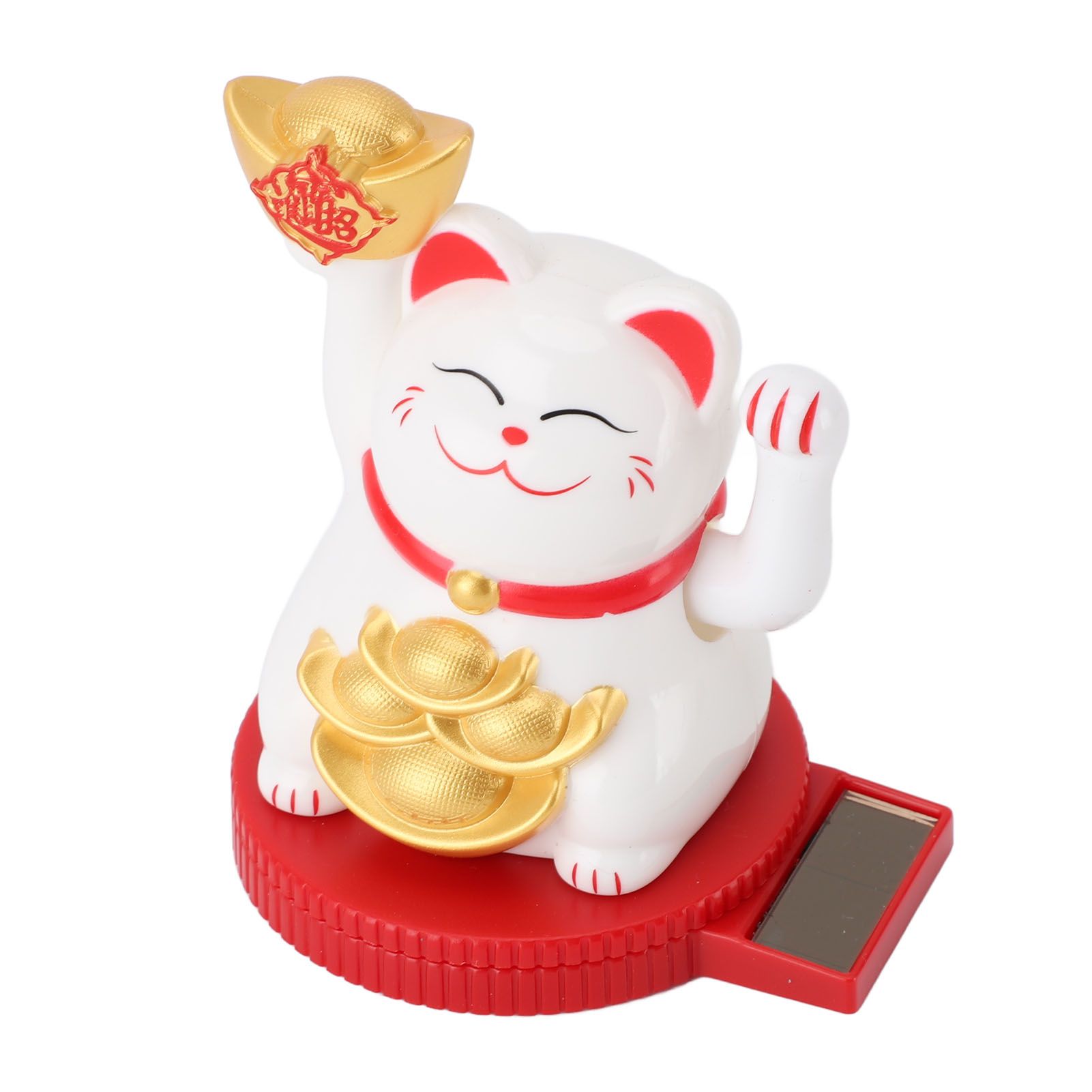 Solar Powered Lucky Cat Rotating Base Fortune Cat Statue for Car Dashboard view 7