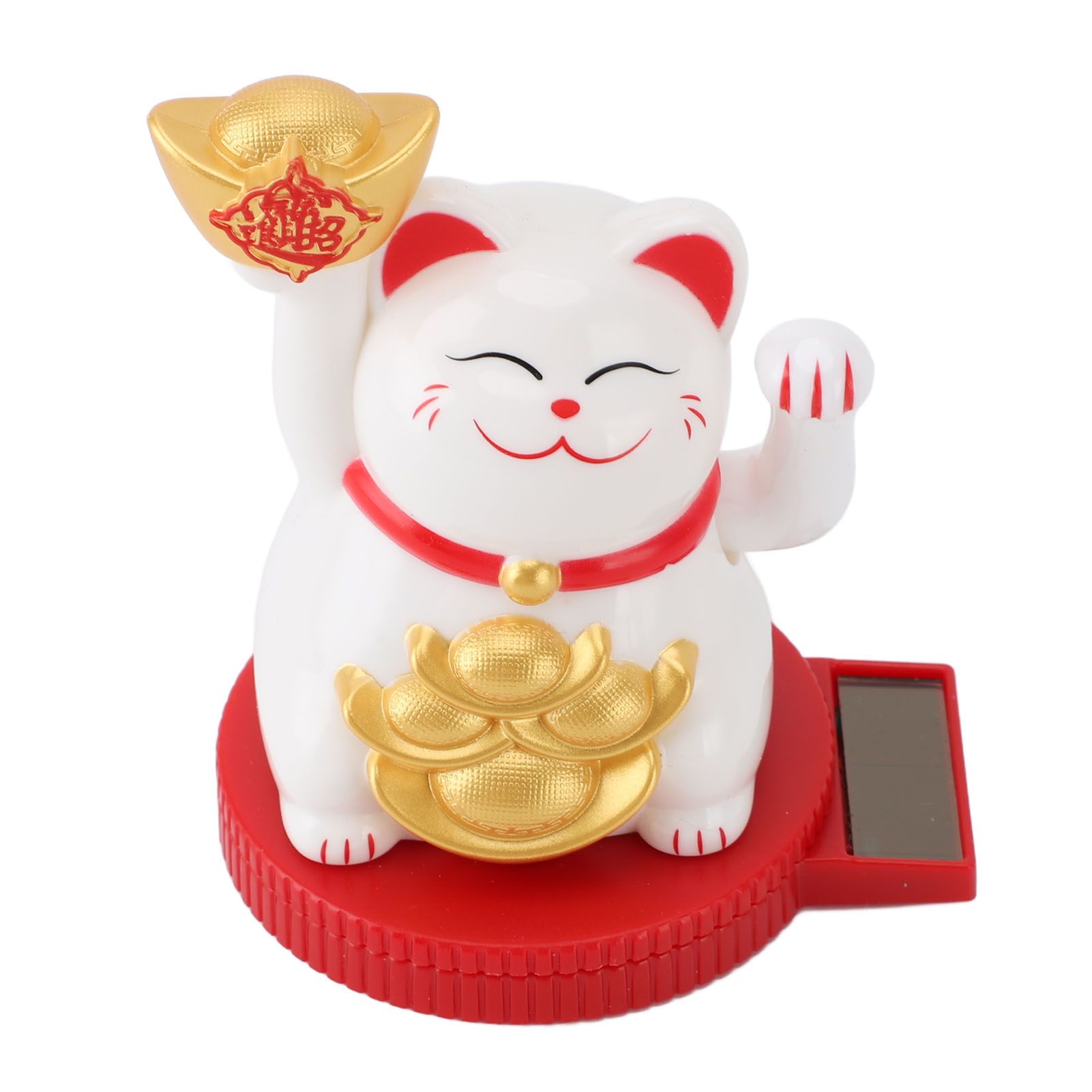 Solar Powered Lucky Cat Rotating Base Fortune Cat Statue for Car Dashboard view 8