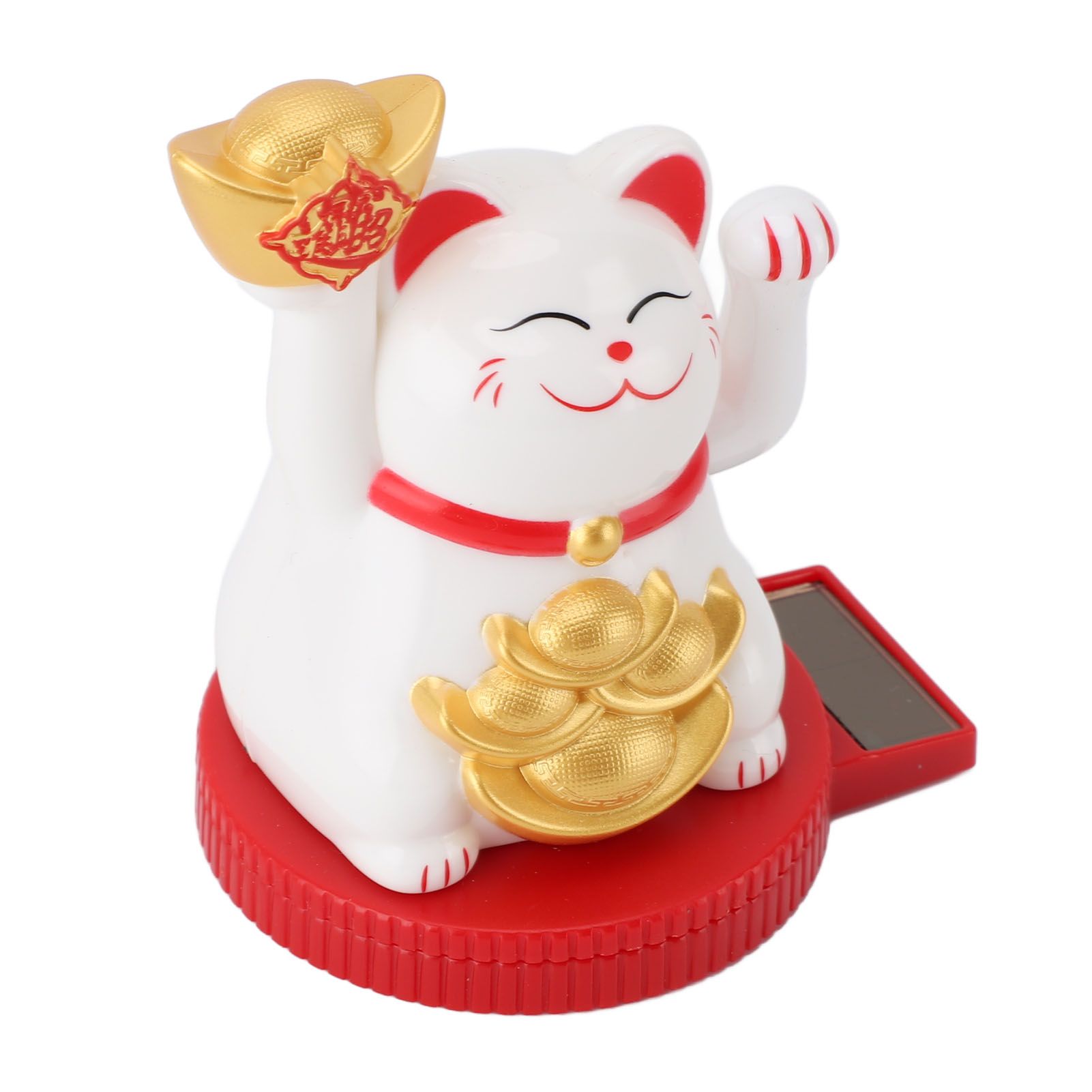 Solar Powered Lucky Cat Rotating Base Fortune Cat Statue for Car Dashboard view 9