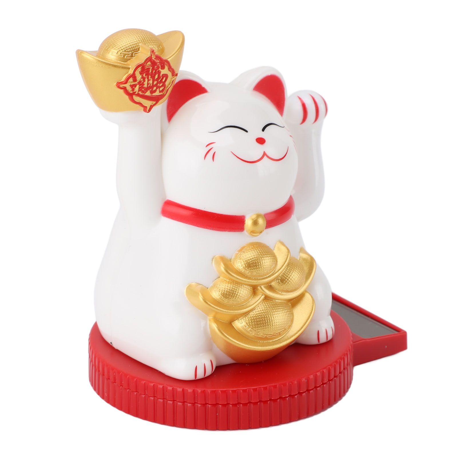 Solar Powered Lucky Cat Rotating Base Fortune Cat Statue for Car Dashboard view 10