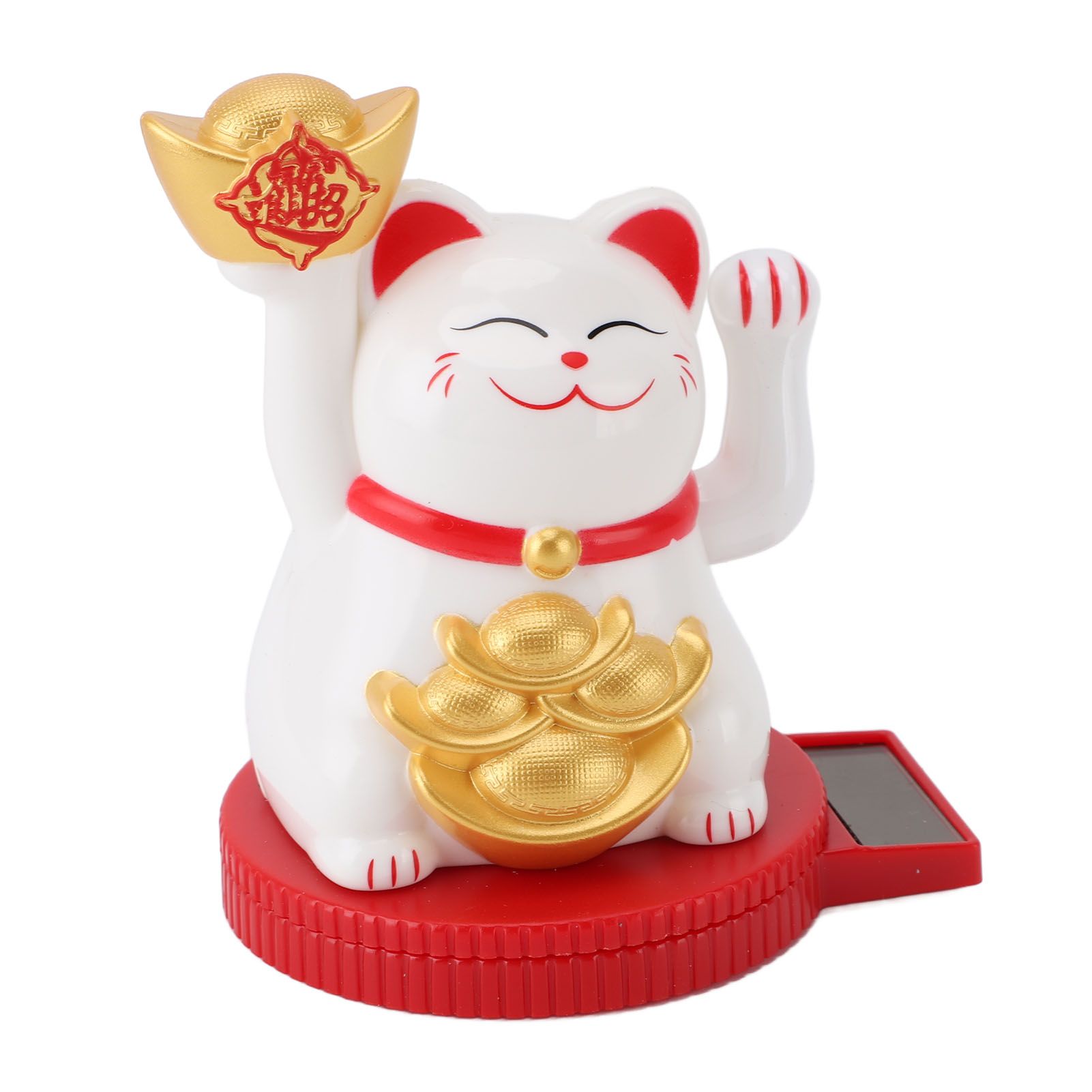 Solar Powered Lucky Cat Rotating Base Fortune Cat Statue for Car Dashboard view 11