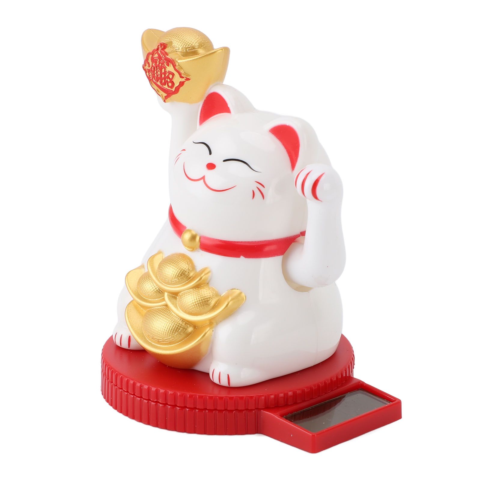 Solar Powered Lucky Cat Rotating Base Fortune Cat Statue for Car Dashboard view 12