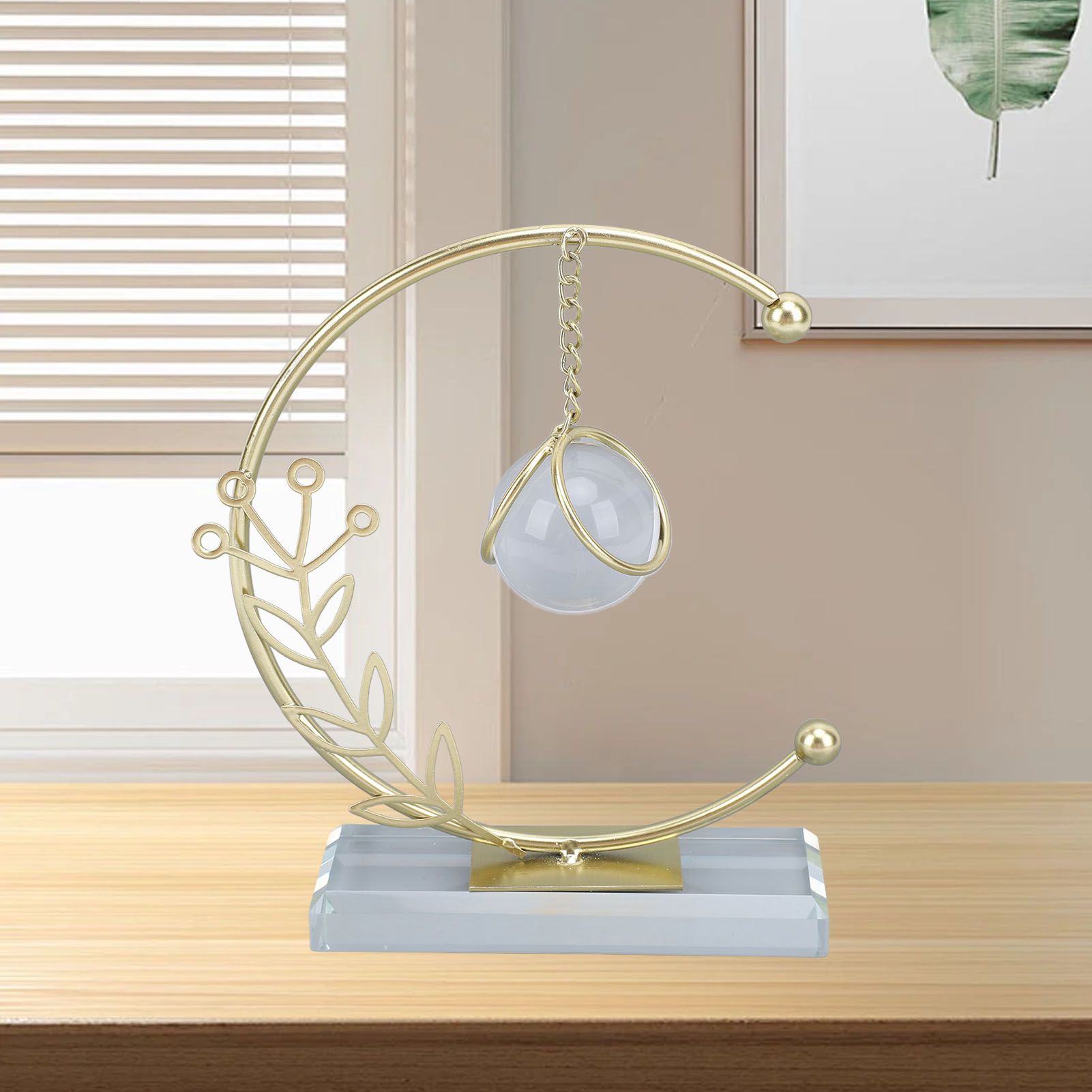 Metal Leaf Crystal Ball Decoration Creative Hand Soldered Iron Art Crystal view 12