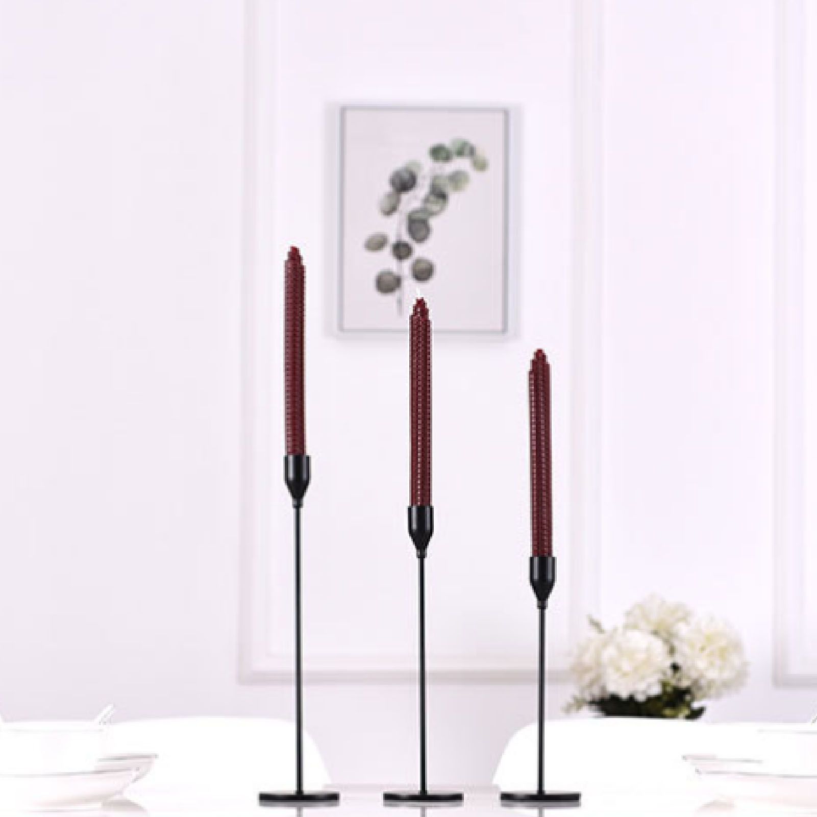 Candlestick Holders Set Iron Metal Modern Elegant Decorative Taper Candle view 9