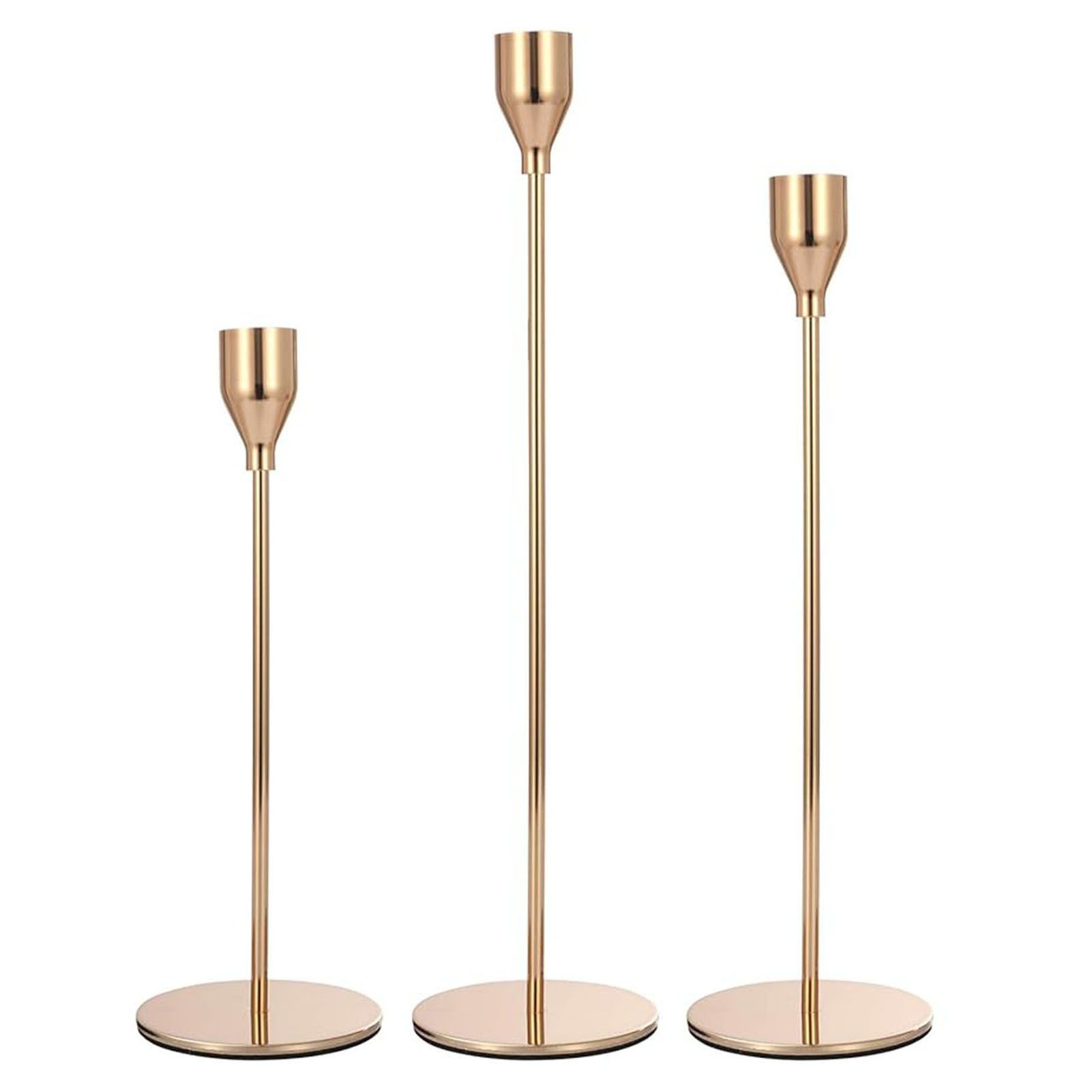 Candlestick Holders Set Iron Metal Modern Elegant Decorative Taper Candle view 4
