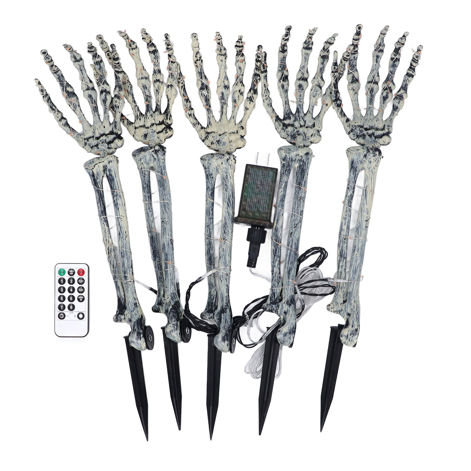 5 in 1 LED Skeleton Arm Stakes Plastic Water Proof Red Lighted Skeleton Hands view 6