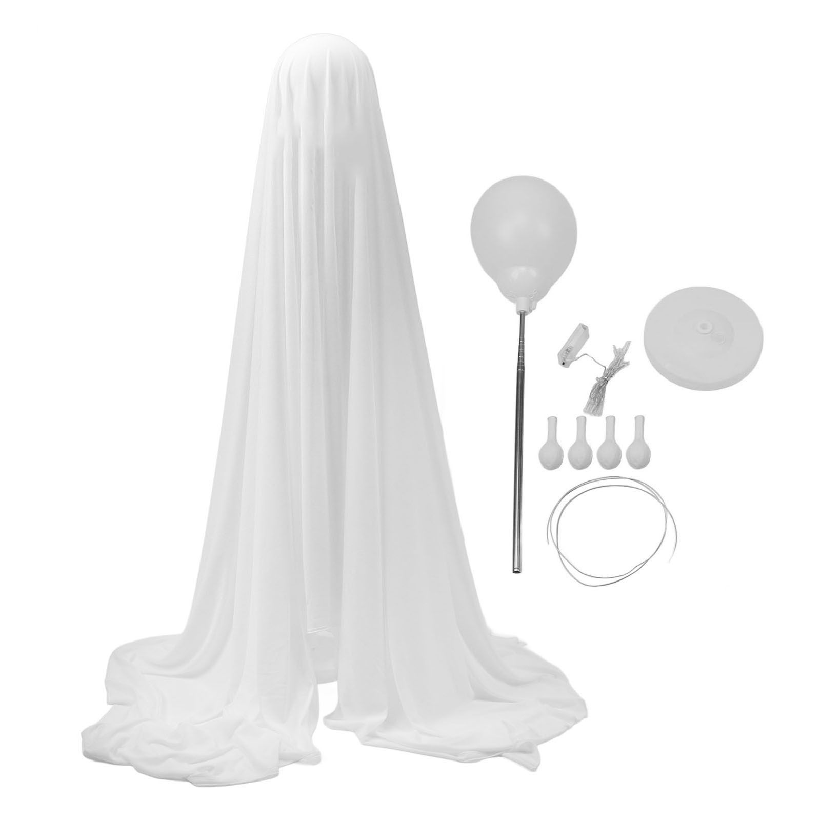 64.96in Large Lighted White Cloth Ghost Scary Standing Spooky Ghost Decor for view 3