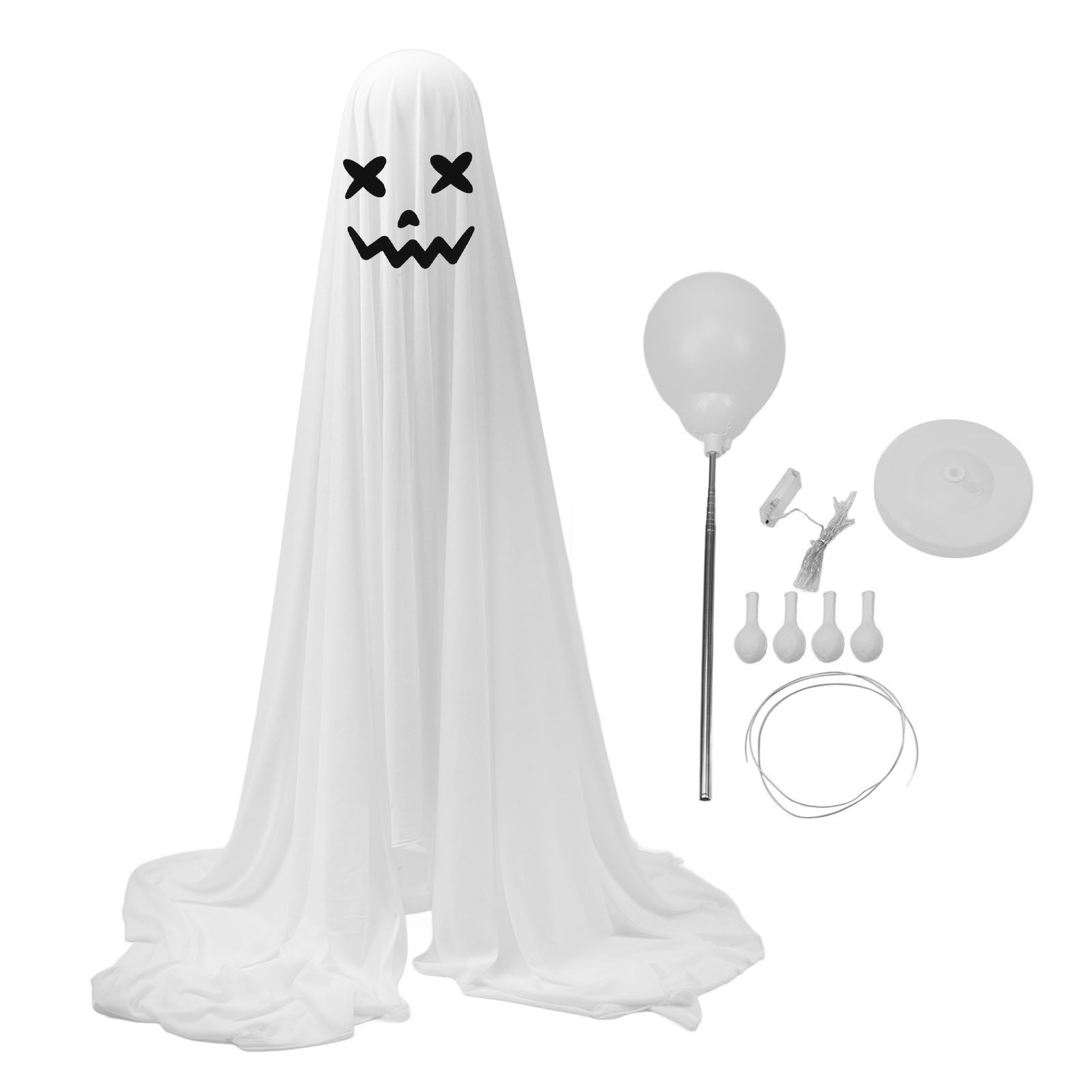 White Cloth Ghost Decor Adjustable Height Cute Unique Lighted Fabric Ghost view 3