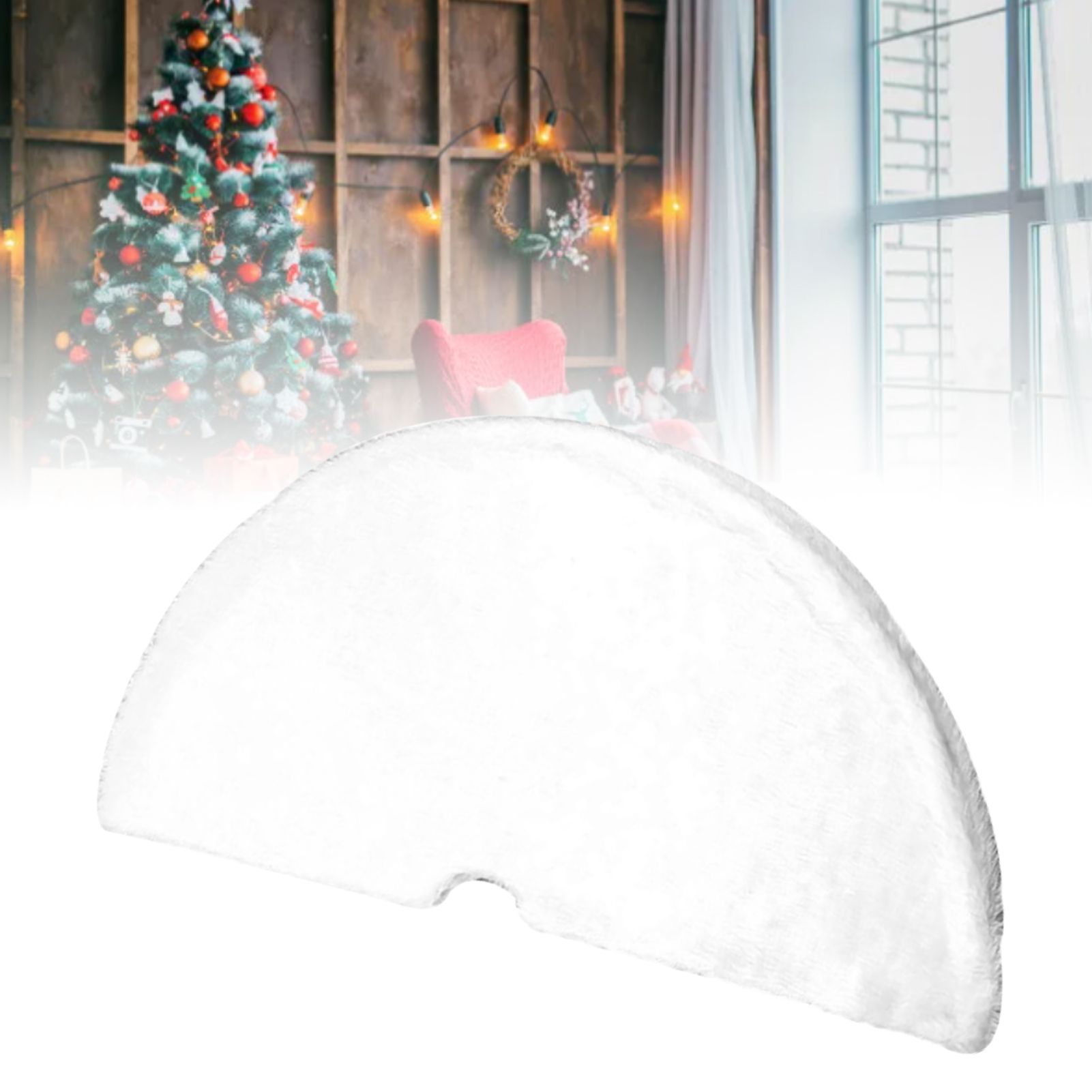 White Tree Skirt 140CM Plush Festival Tree Base Decoration for Family view 8