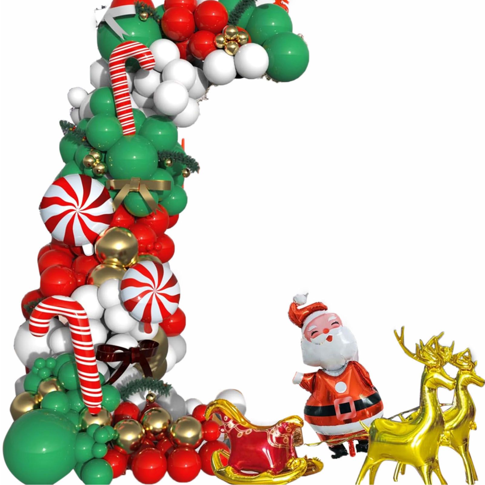 Xmas Balloon Garland Arch Kit Metallic Gold Green Red White Xmas Balloons view 2