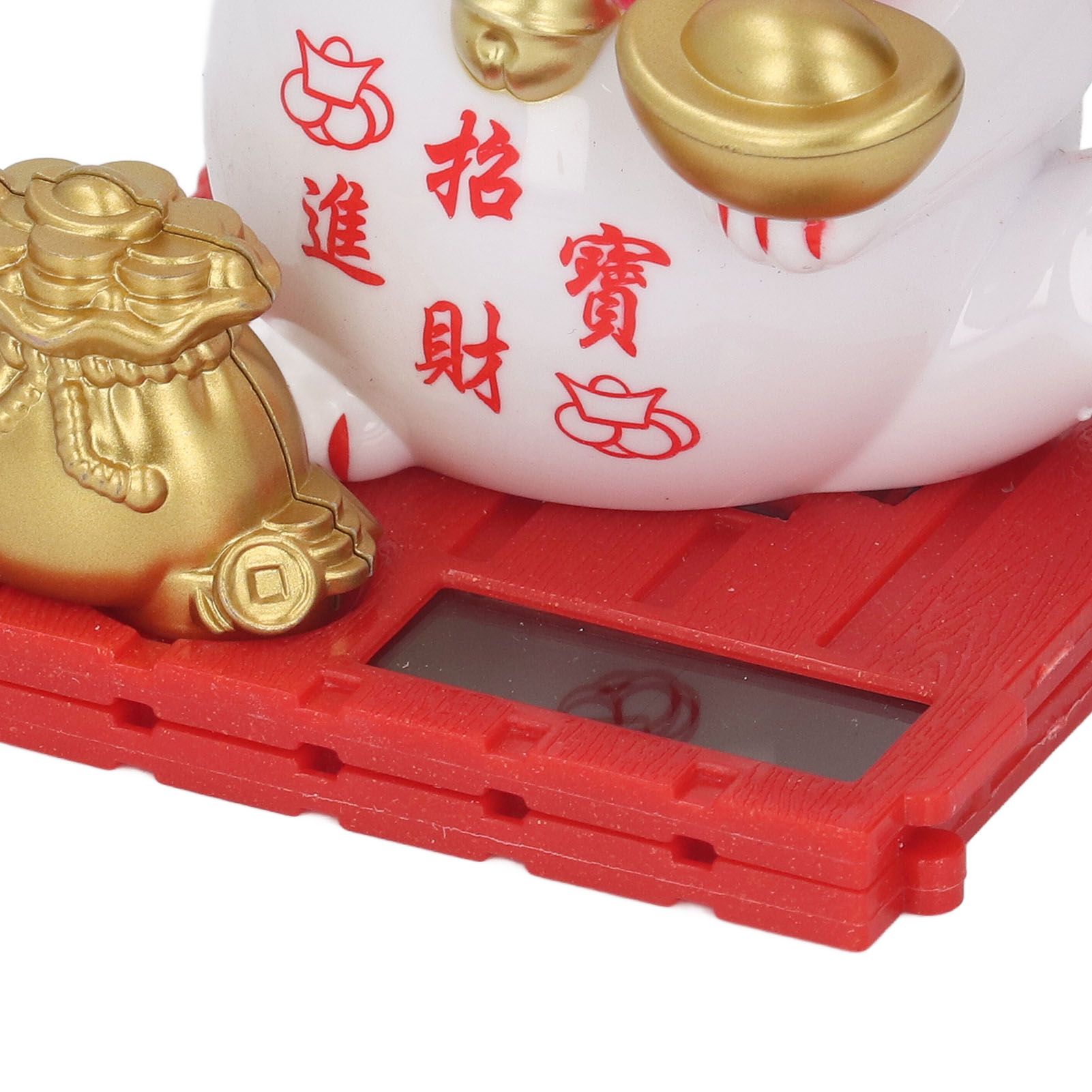 Lucky Cat Waving Arm Vivid Lovely Chinese Cat Solar Fortune Cat Statue view 2