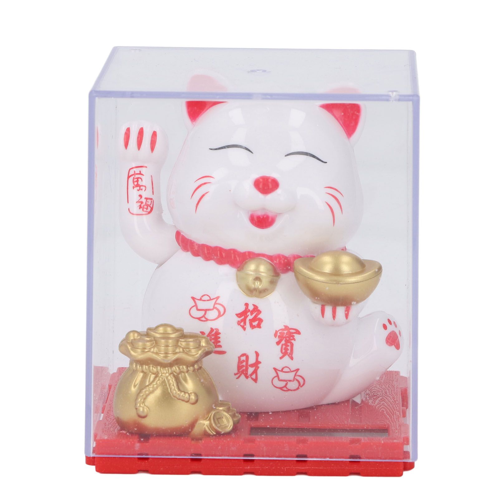 Lucky Cat Waving Arm Vivid Lovely Chinese Cat Solar Fortune Cat Statue view 3