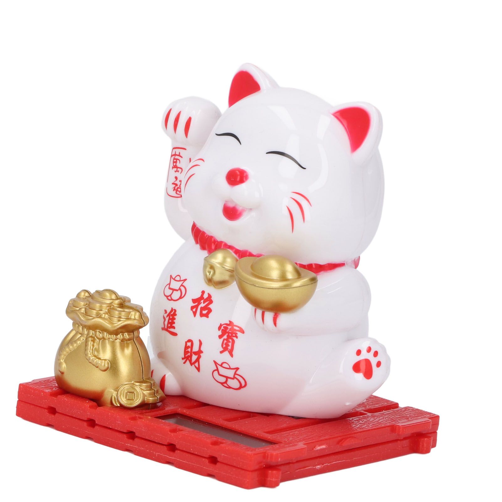Lucky Cat Waving Arm Vivid Lovely Chinese Cat Solar Fortune Cat Statue view 4