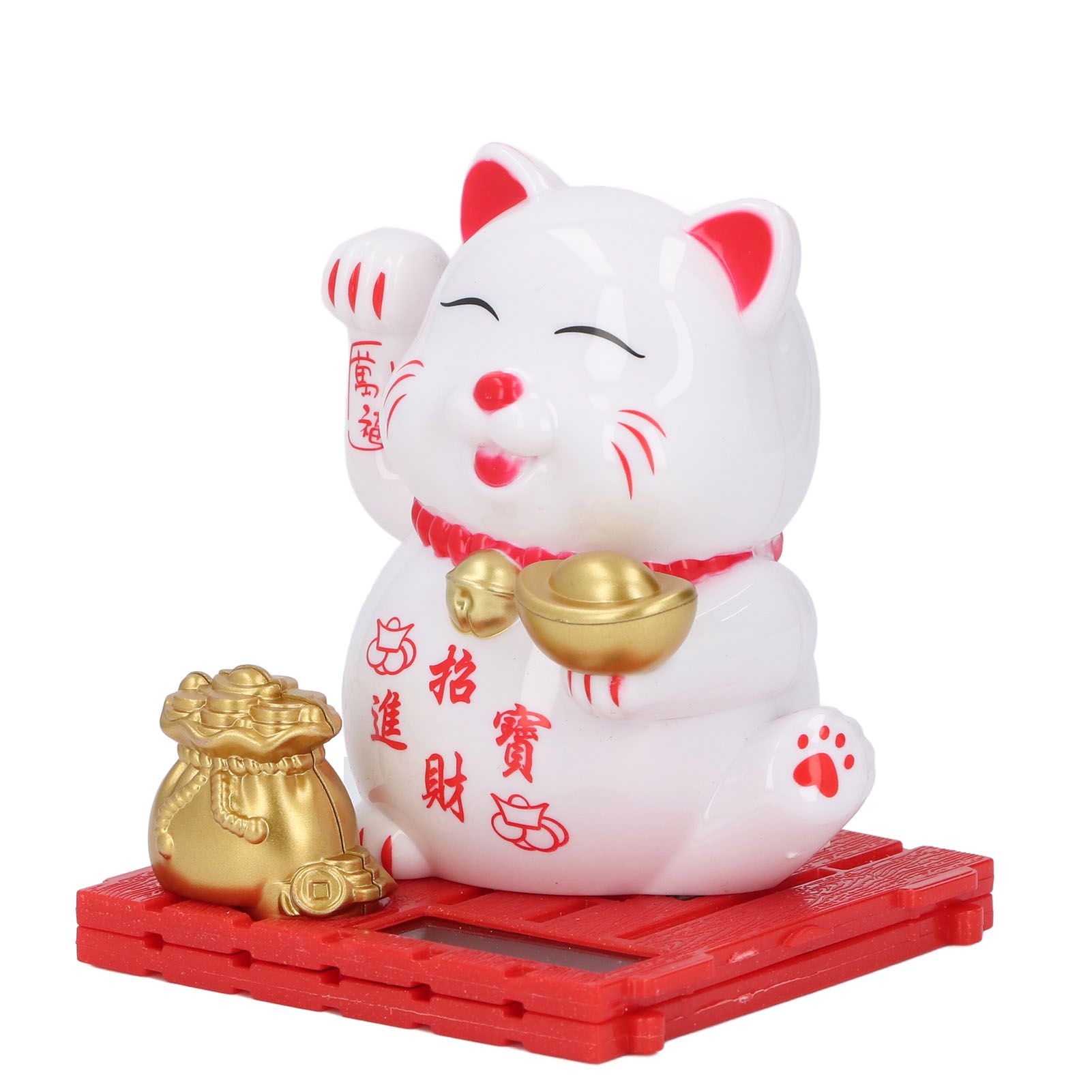 Lucky Cat Waving Arm Vivid Lovely Chinese Cat Solar Fortune Cat Statue view 6