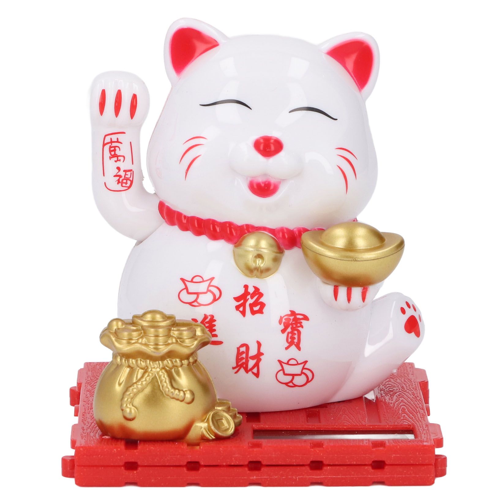 Lucky Cat Waving Arm Vivid Lovely Chinese Cat Solar Fortune Cat Statue view 8