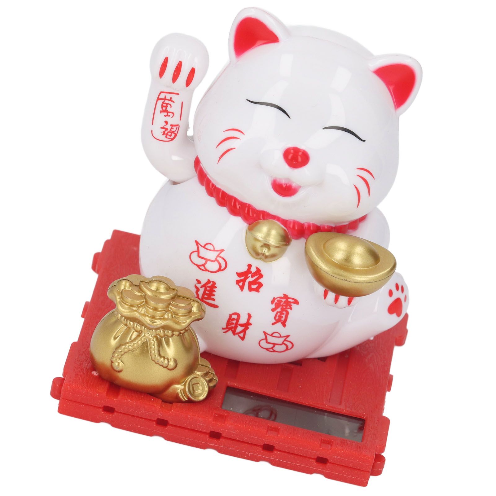 Lucky Cat Waving Arm Vivid Lovely Chinese Cat Solar Fortune Cat Statue view 9