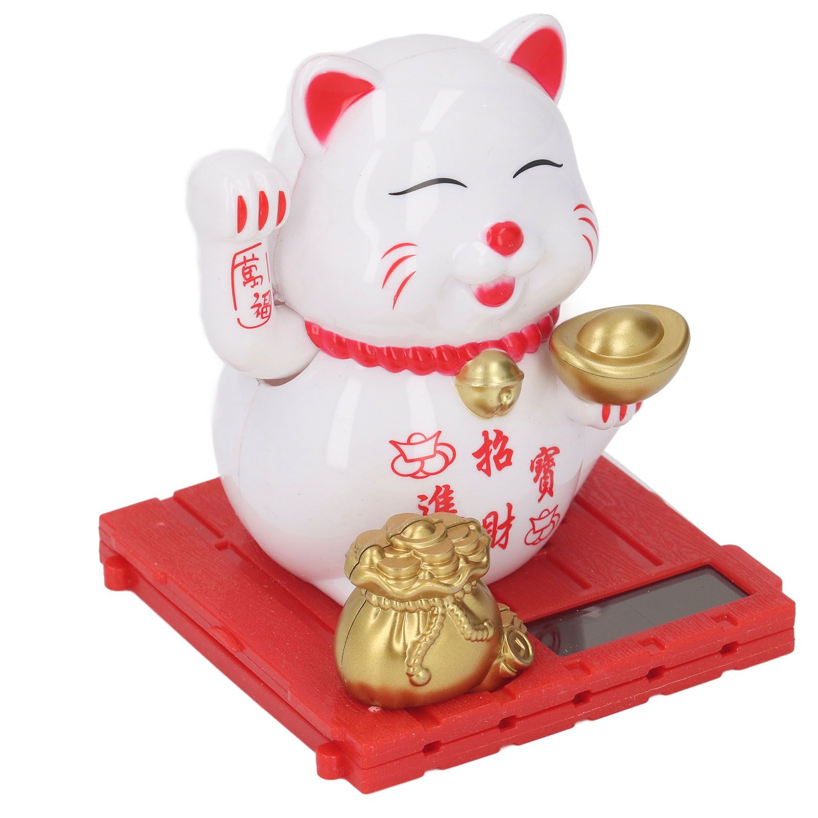 Lucky Cat Waving Arm Vivid Lovely Chinese Cat Solar Fortune Cat Statue view 11