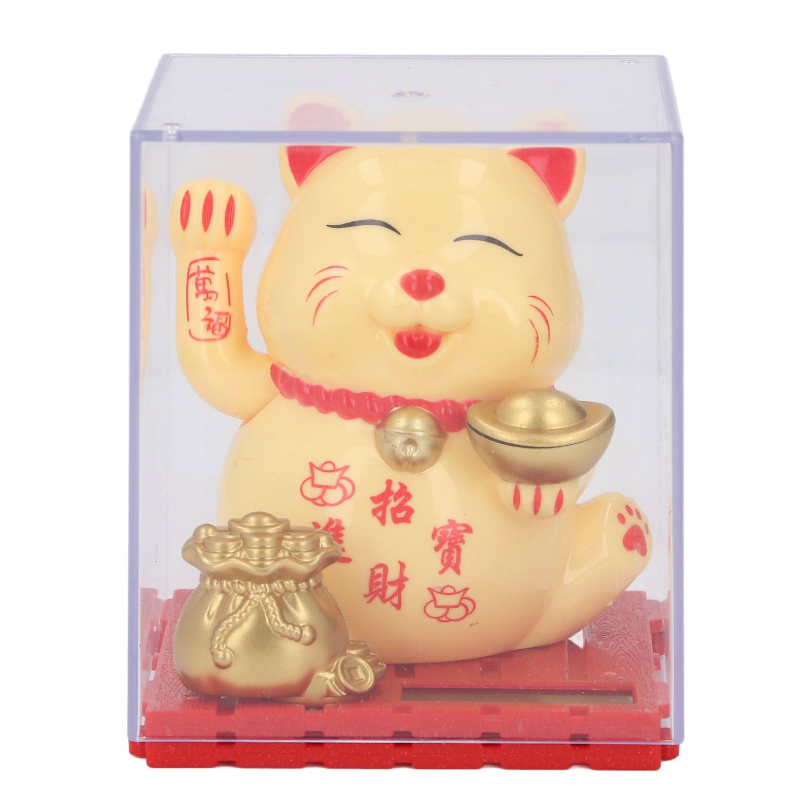 Lucky Cat Waving Arm Vivid Lovely Chinese Cat Solar Fortune Cat Statue view 3