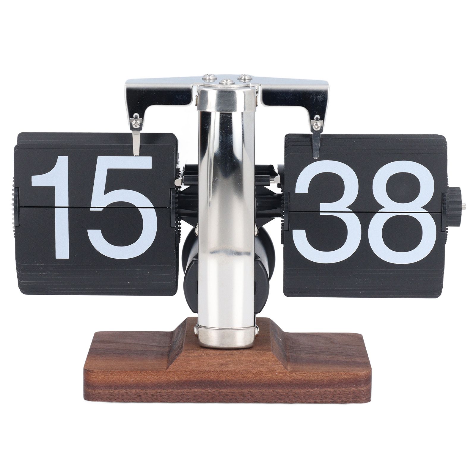 Flip Desk Clock Auto Retro Wood Base Easy to Read 24 Hours Mechanical Flip view 3