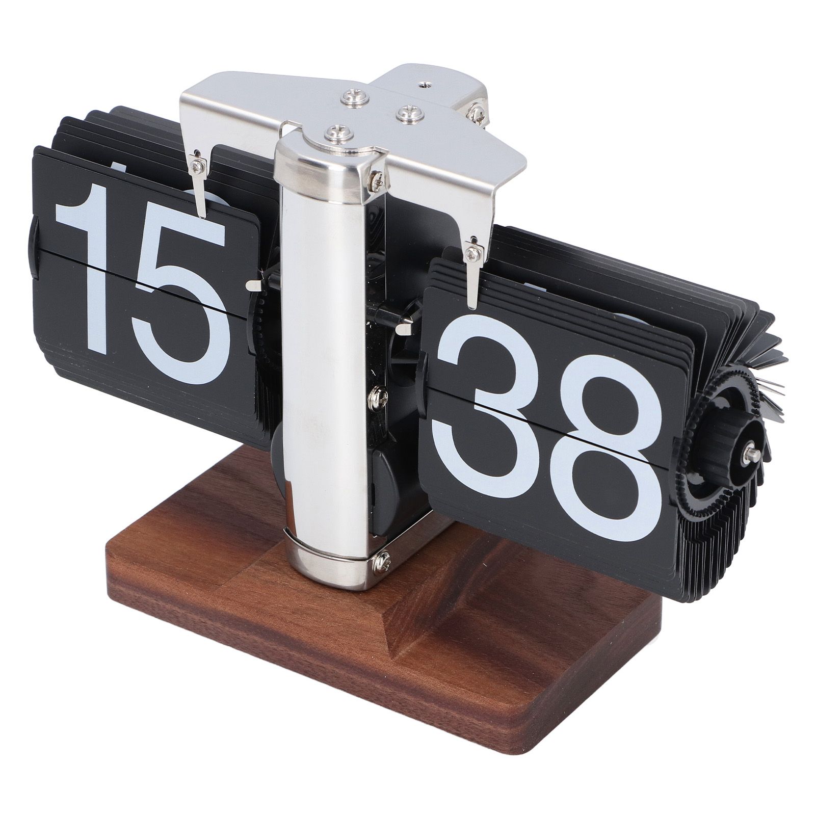 Flip Desk Clock Auto Retro Wood Base Easy to Read 24 Hours Mechanical Flip view 8