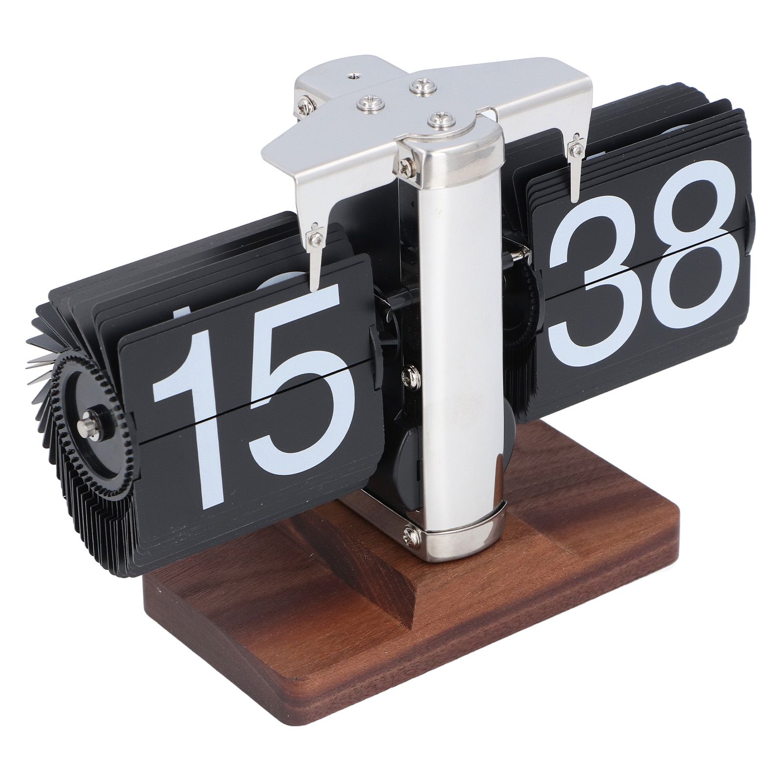 Flip Desk Clock Auto Retro Wood Base Easy to Read 24 Hours Mechanical Flip view 9