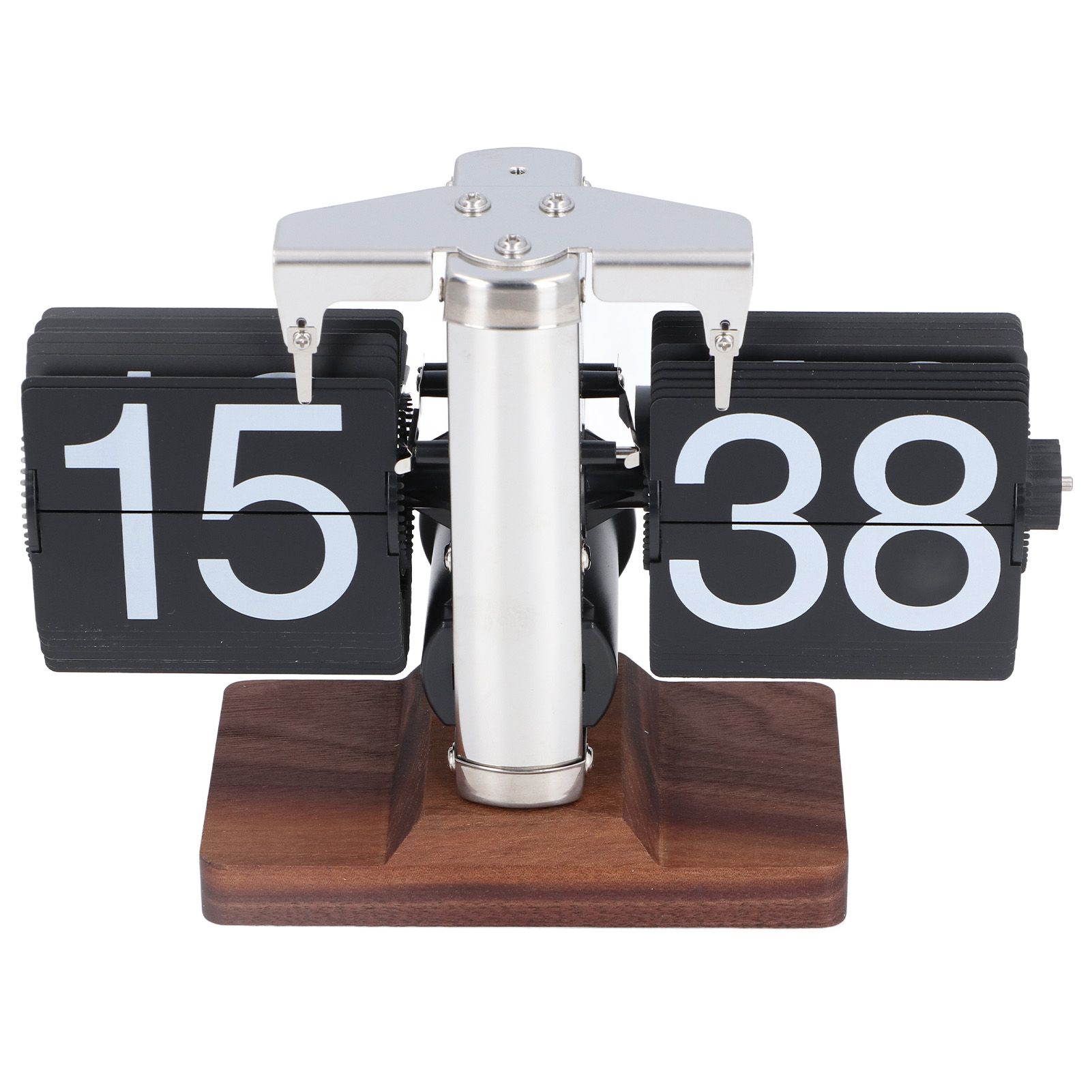 Flip Desk Clock Auto Retro Wood Base Easy to Read 24 Hours Mechanical Flip view 10