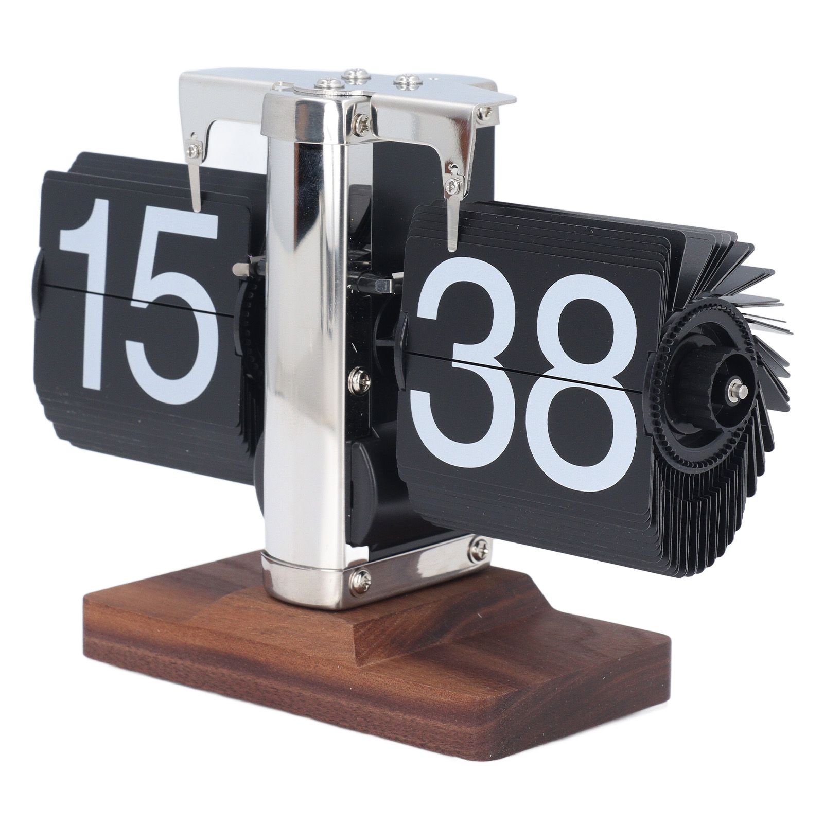 Flip Desk Clock Auto Retro Wood Base Easy to Read 24 Hours Mechanical Flip view 11