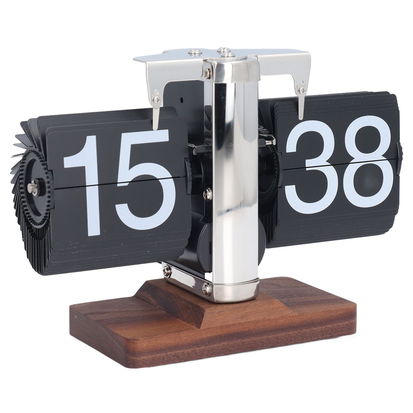 Flip Desk Clock Auto Retro Wood Base Easy to Read 24 Hours Mechanical Flip view 12