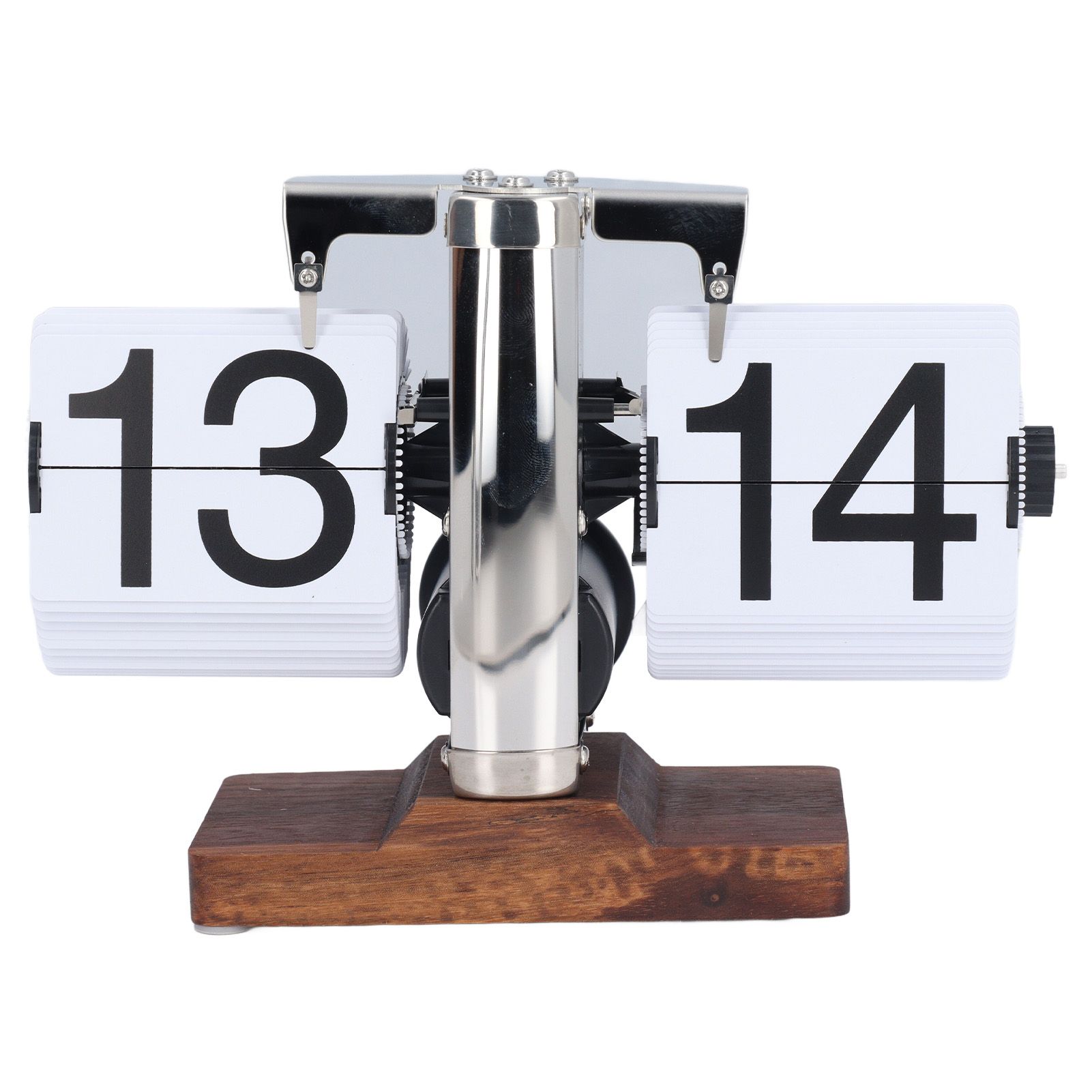 Flip Desk Clock Auto Retro Wood Base Easy to Read 24 Hours Mechanical Flip view 3