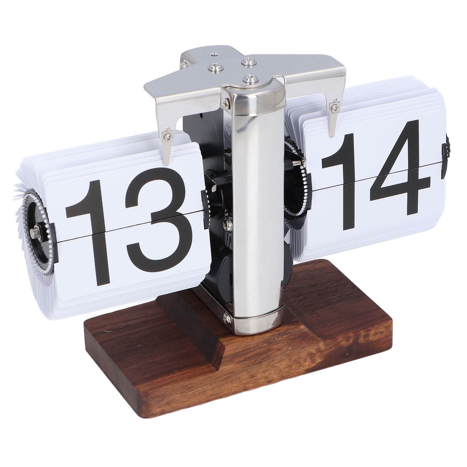 Flip Desk Clock Auto Retro Wood Base Easy to Read 24 Hours Mechanical Flip view 8
