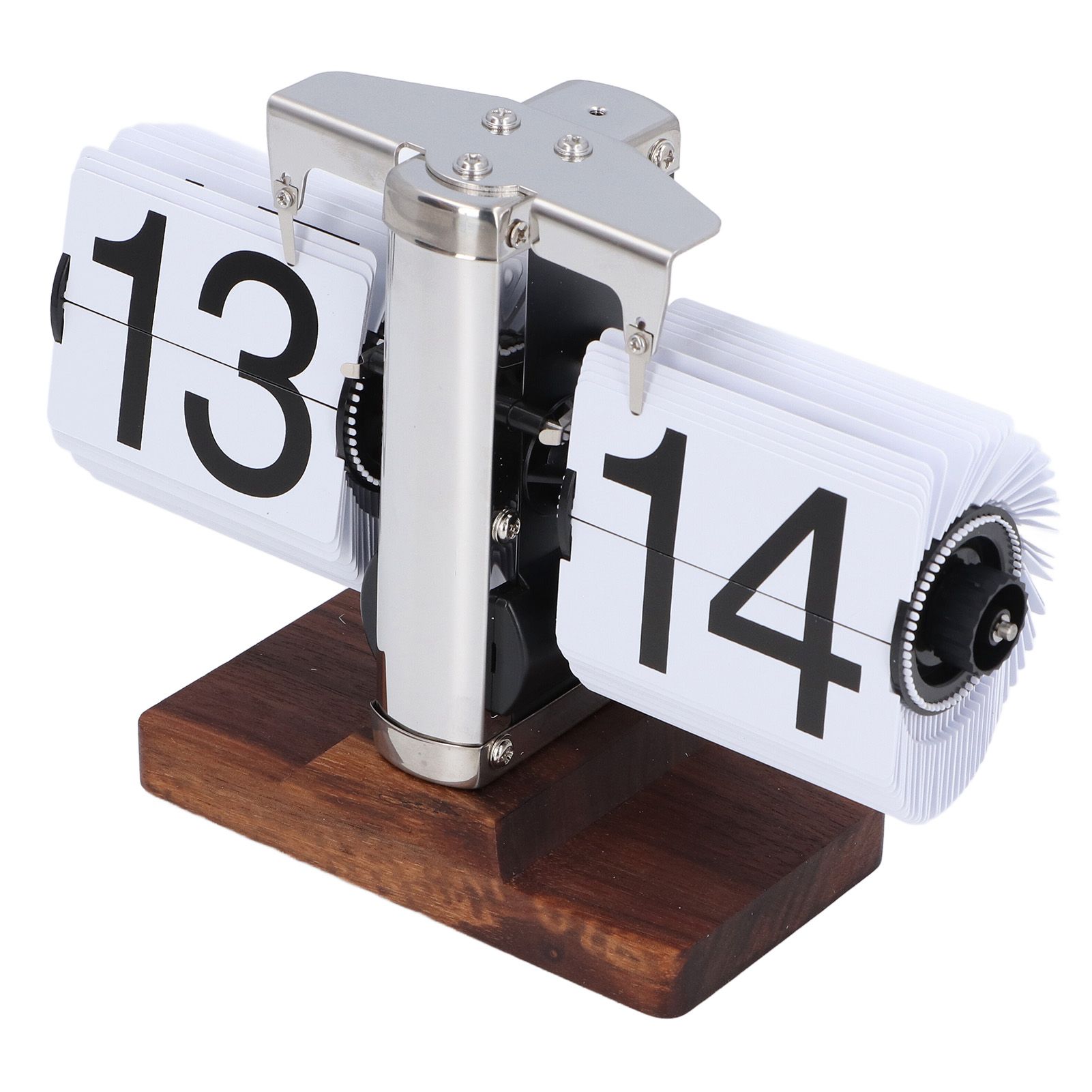 Flip Desk Clock Auto Retro Wood Base Easy to Read 24 Hours Mechanical Flip view 9